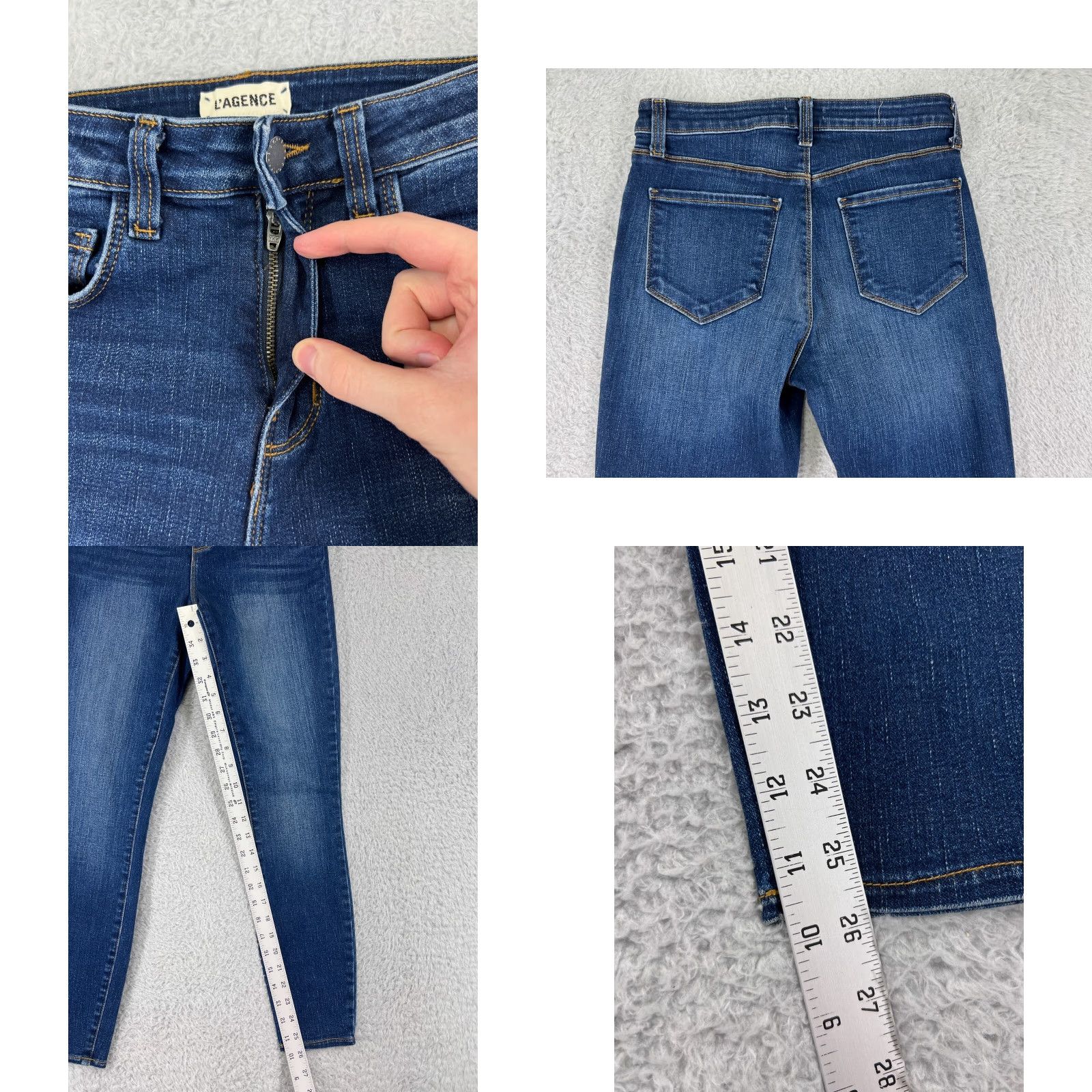 L'AGENCE L'AGENCE Jeans Womens 25 Blue Denim Skinny Slim 5-Pocket Design US Made Size 42" / US 20 - 8 Thumbnail