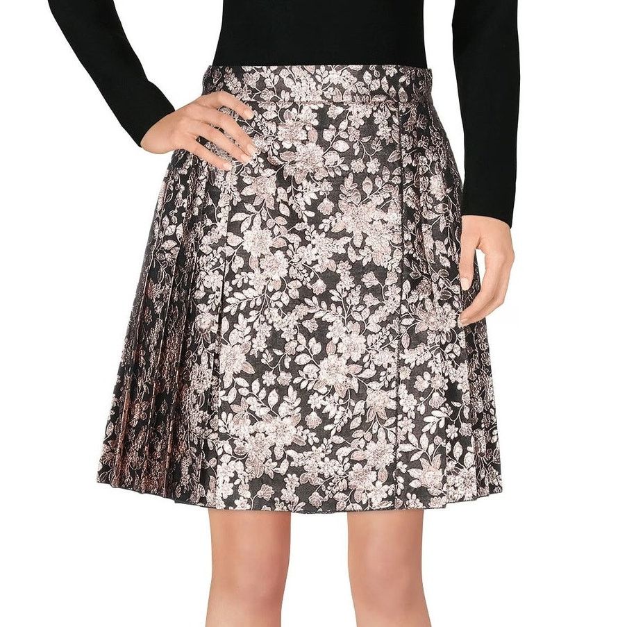Dolce & Gabbana Dolce & Gabbana Gold Black Pleated Jacquard Mini Skirt IT 38 Size 26" / US 2 / IT 38 - 1 Thumbnail