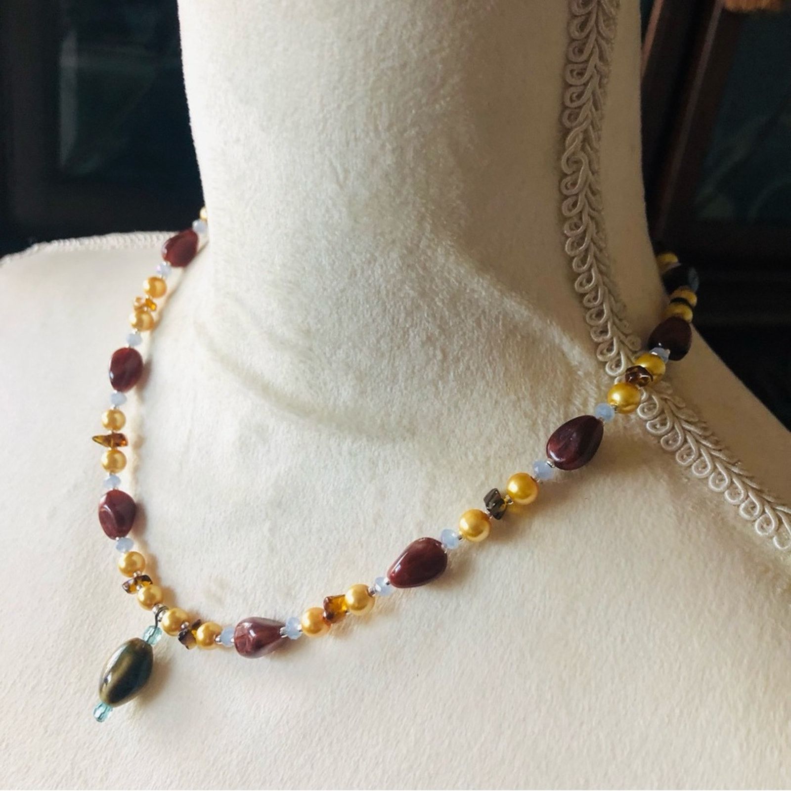 Handmade Handcrafted repurpose Czech glass pearl beaded necklace Size ONE SIZE - 3 Thumbnail