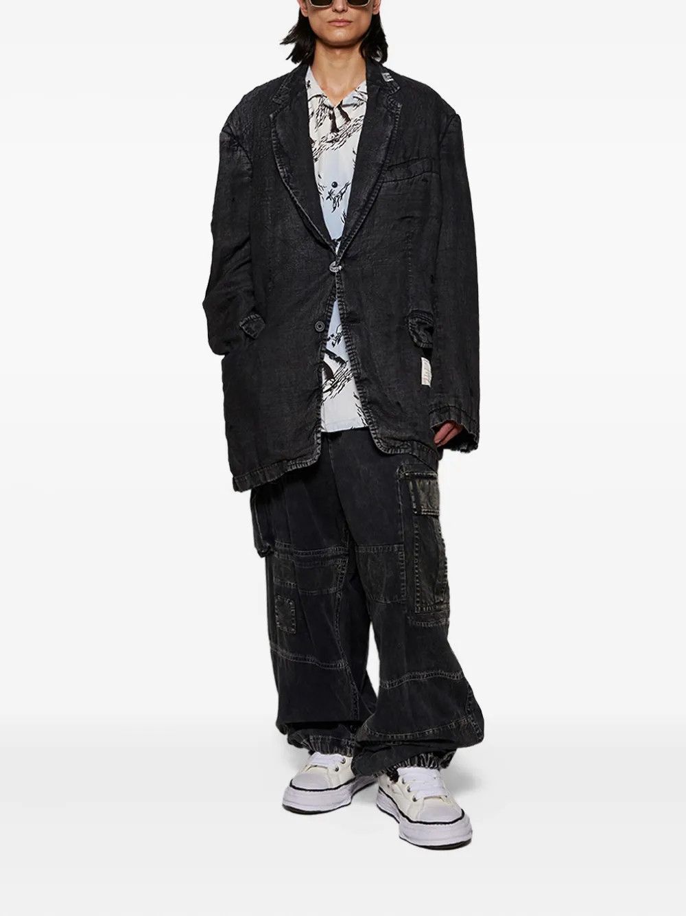 Maison MIHARA YASUHIRO o1mle0326 Repair Cargo Trousers in Black Size US 32 / EU 48 - 2 Thumbnail