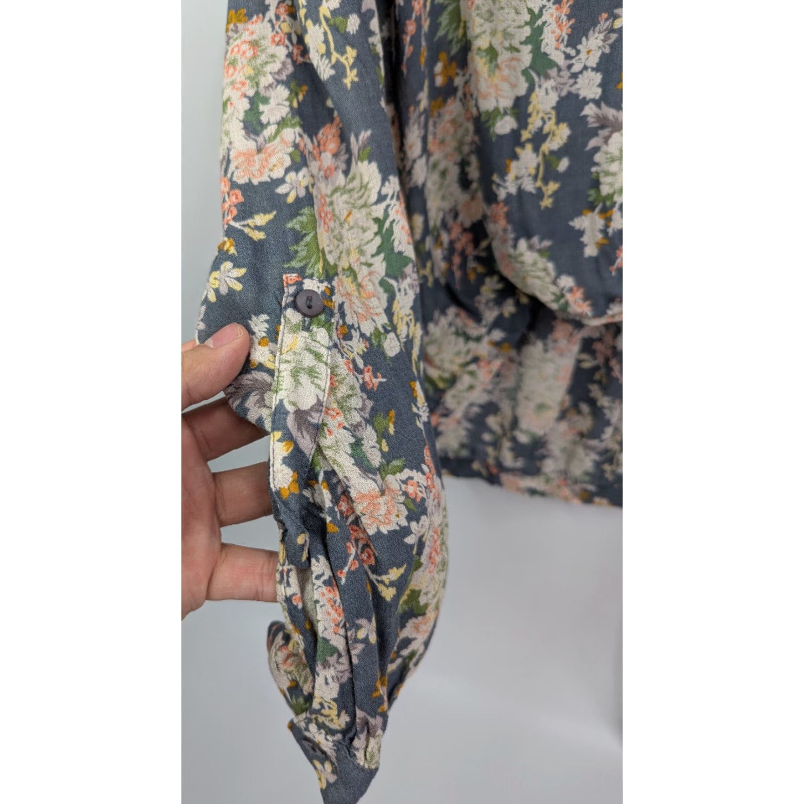 Lucky Brand Lucky Brand Sawyer Wrap Blouse Top Women's L Floral V-Neck Chiffon Bow Bohemian 7WD41127 Size L / US 10 / IT 46 - 4 Thumbnail