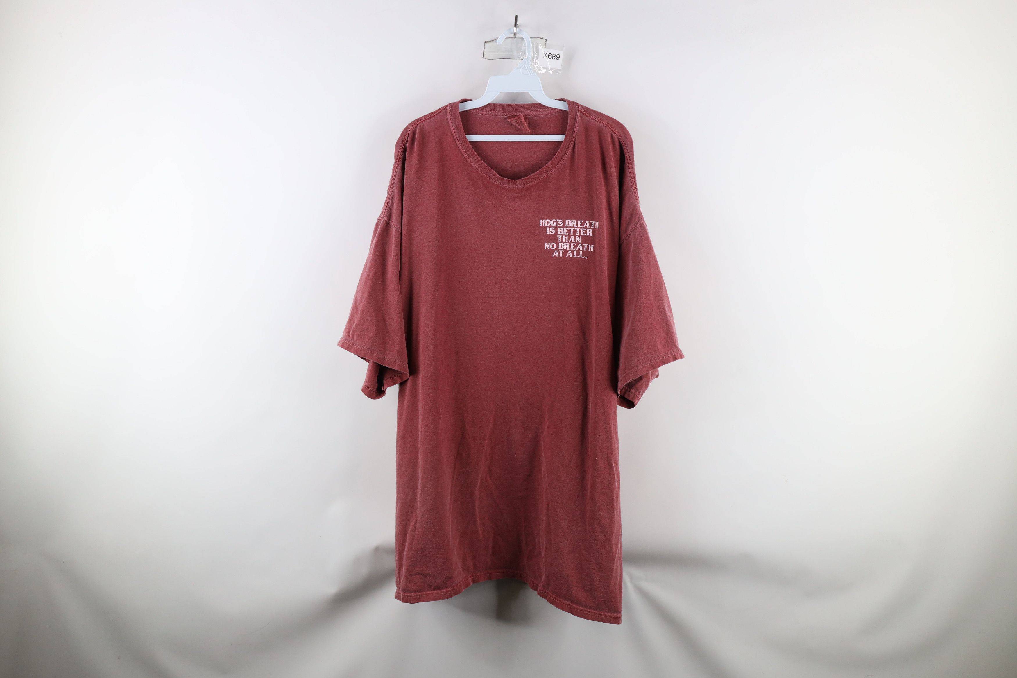 Vintage Vintage Y2K Streetwear Stonewash Breath Saloon T-Shirt Red Size US XXL / EU 58 / 5 - 1 Thumbnail