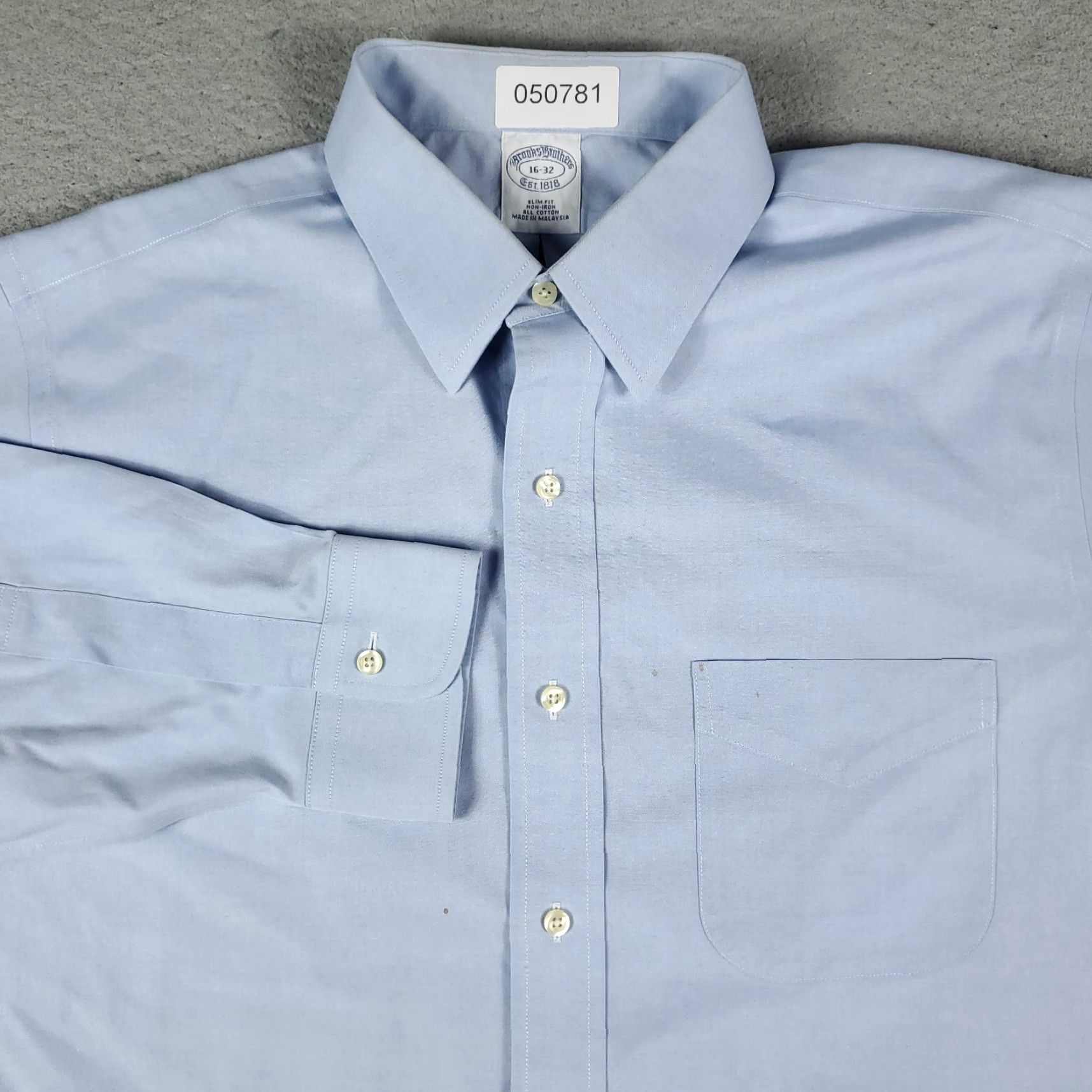 Brooks Brothers Brooks Brothers Dress Shirt Mens Size 16 Blue Slim Fit Button-Up Long Sleeve Cotton Size 42R - 2 Thumbnail