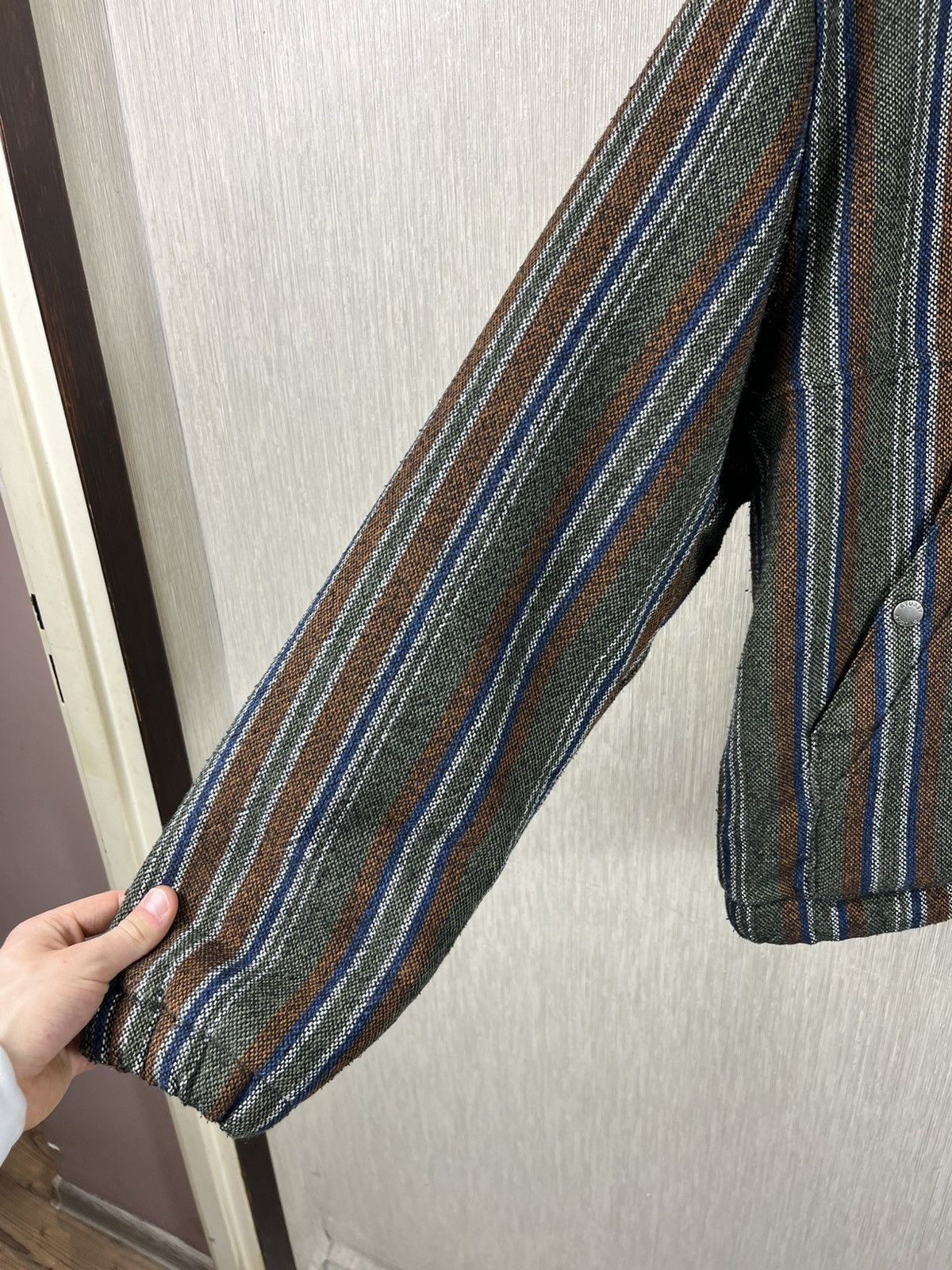 Stussy × Vintage Vintage Stussy wool work jacket striped insulated sherpa Size US M / EU 48-50 / 2 - 11 Thumbnail