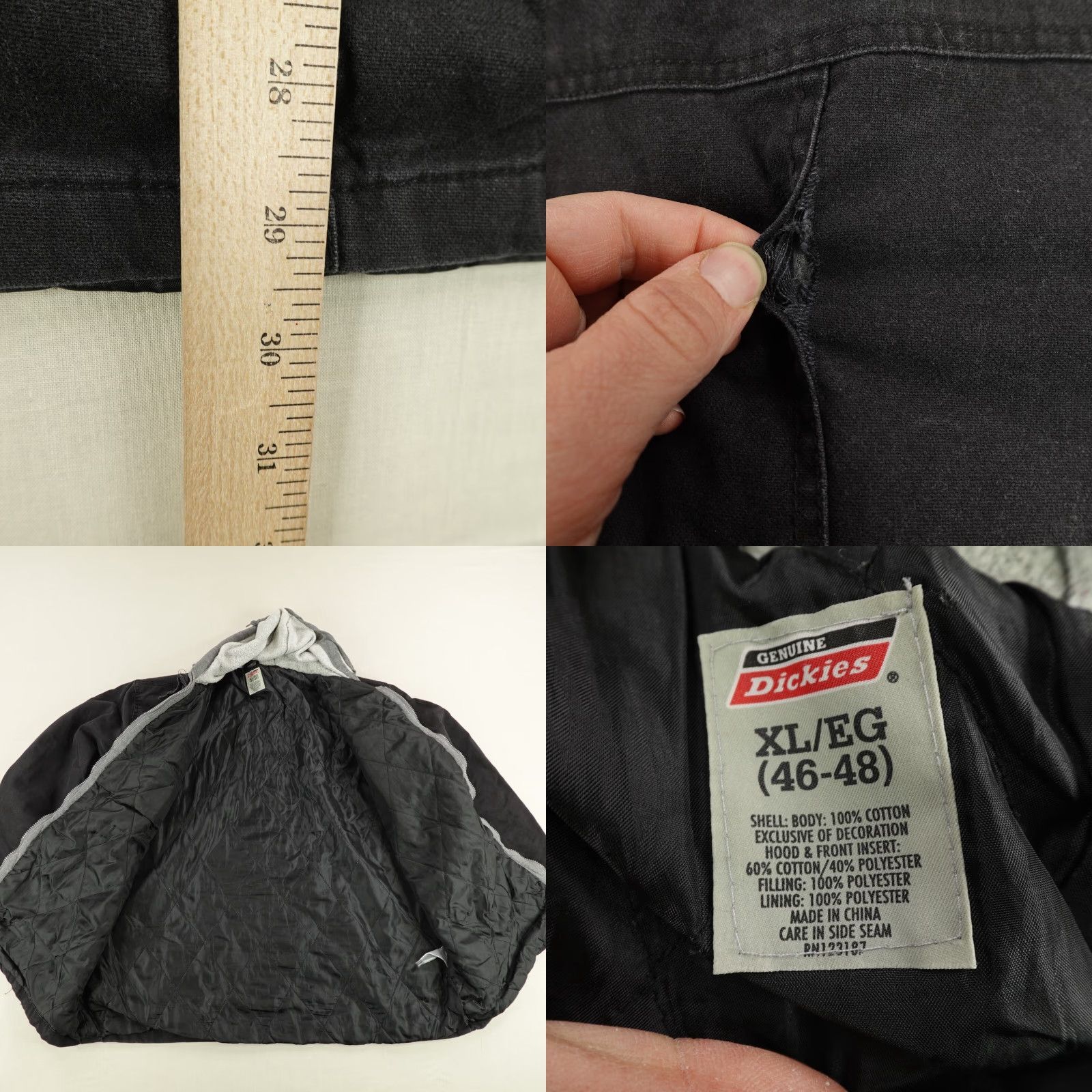 Dickies Dickies Jacket Mens XL Black Quilt Lined Hooded Chore Work Coat Zip Snap Hoodie Shirt Size US XL / EU 56 / 4 - 8 Thumbnail