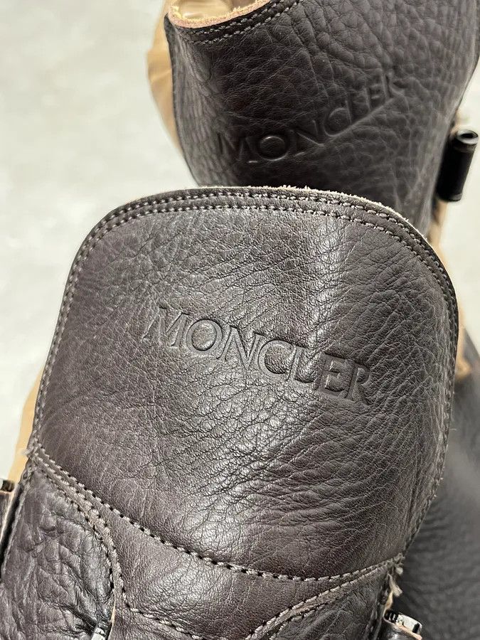 Moncler Moncler Brown Leather Beige Quilted Puffer Boots Size US 10 / EU 43 - 8 Thumbnail