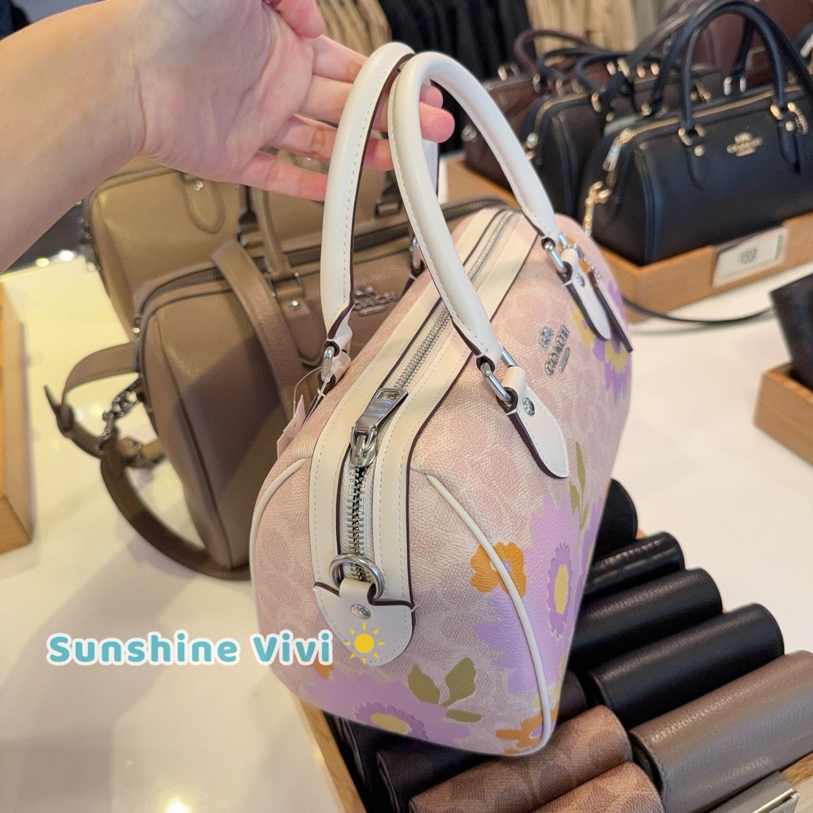Coach NWT COACH CBG72 Rowan Satchel Bag Floral Silver/Sand Size ONE SIZE - 2 Thumbnail