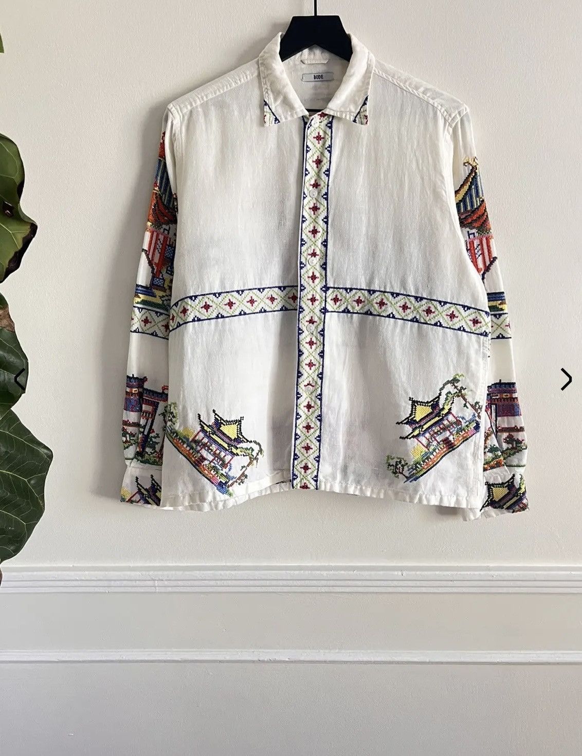 Bode BODE Pagoda Embroidered Linen Button Down Size US M / EU 48-50 / 2 - 2 Thumbnail