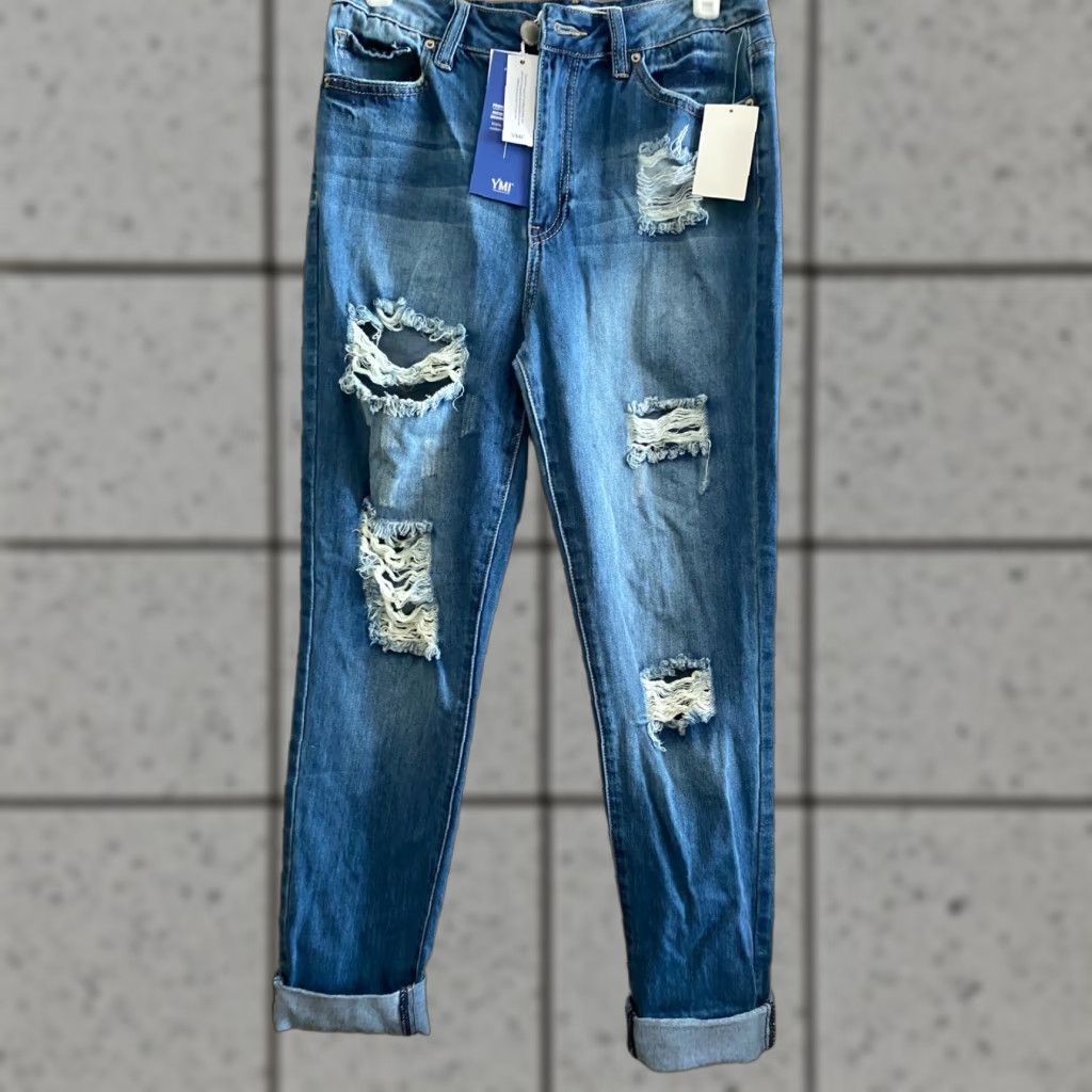 Vintage NEW YMI Size 7 High Rise Ankle Destressed Jeans Size 28" / US 6 / IT 42 - 1 Thumbnail