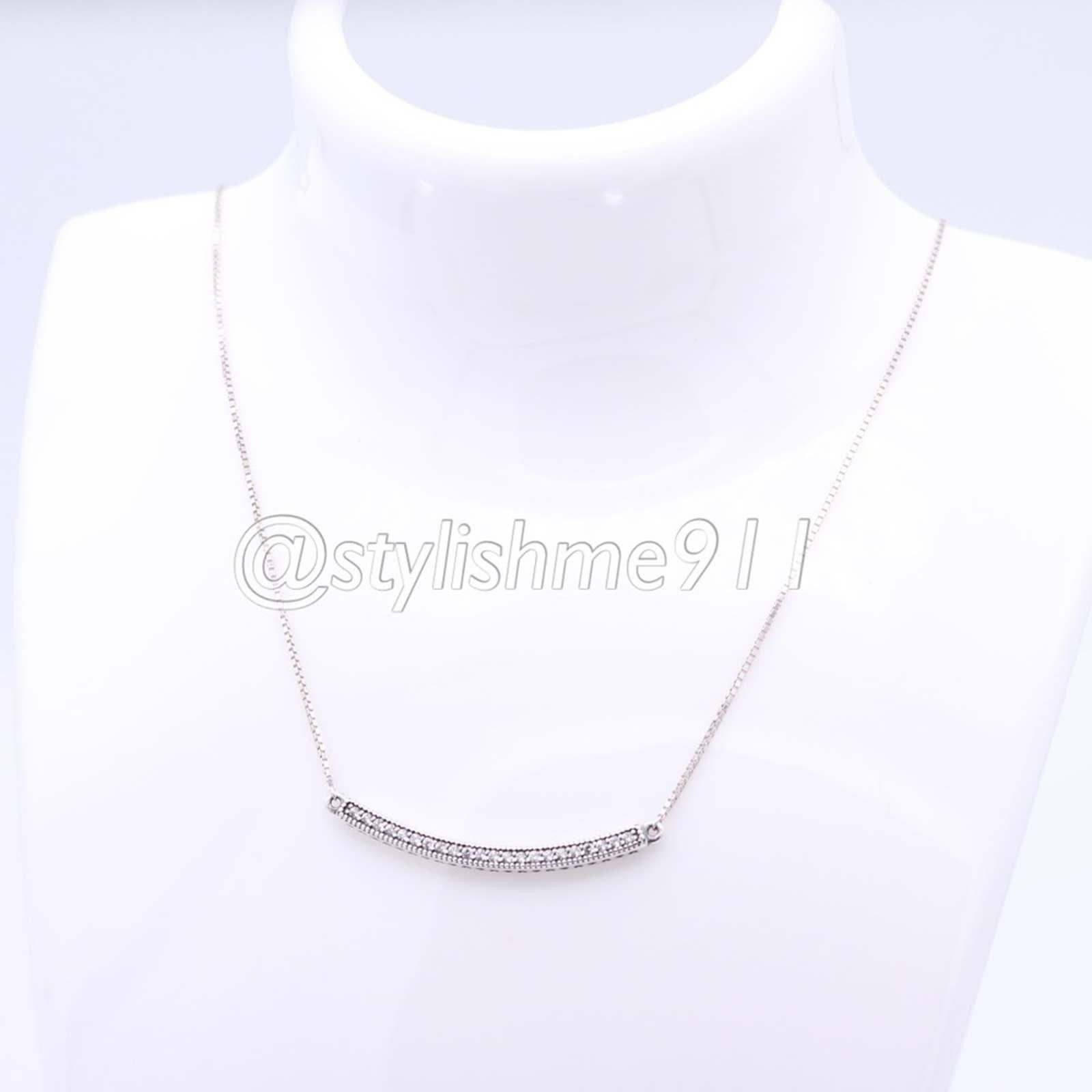 image of Authentic Pandora Hearts Of Pandora Reversible Bar Necklace in Silver, Women's