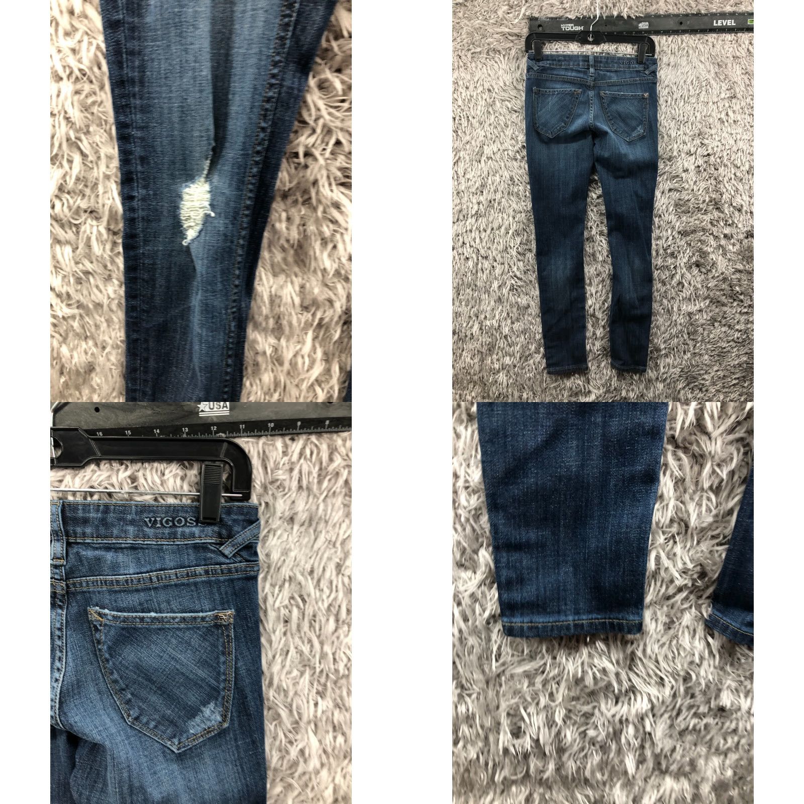 Vintage VIGOSS The Thompson Skinny Jeans Blue Size 24 Womens Low Rise Denim 5-Pocket Regular Inseam 27 Vintage No Size 42" / US 20 - 8 Thumbnail