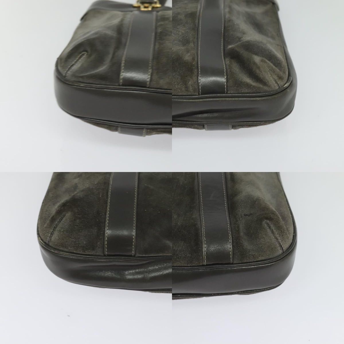 Celine CELINE Hand Bag Suede Leather Gray Gold Size ONE SIZE - 10 Thumbnail