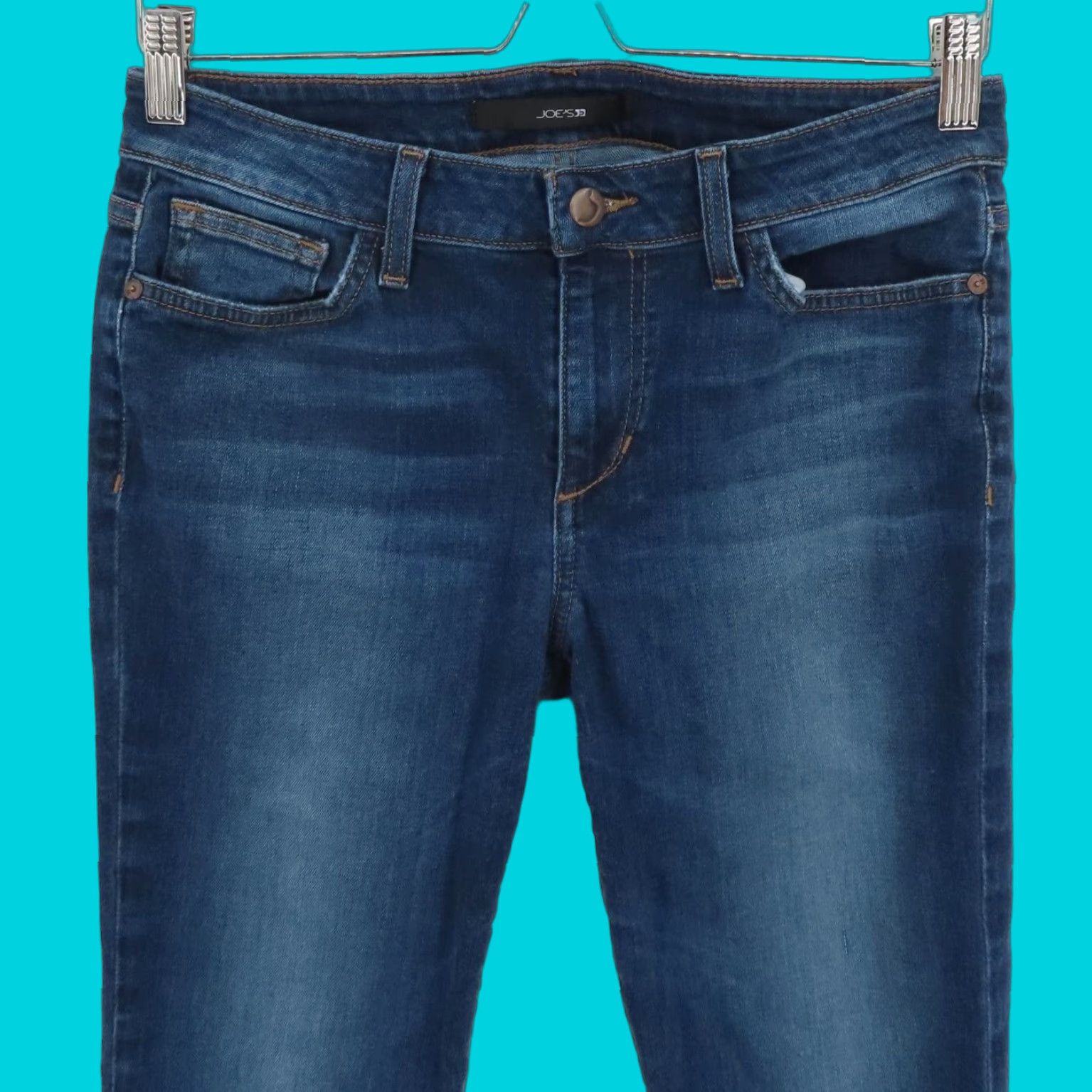 Joes Jeans Woman 29 Sierra Skinny Ankle Blue Denim Jeans Whiskered Cotton Blend Pant