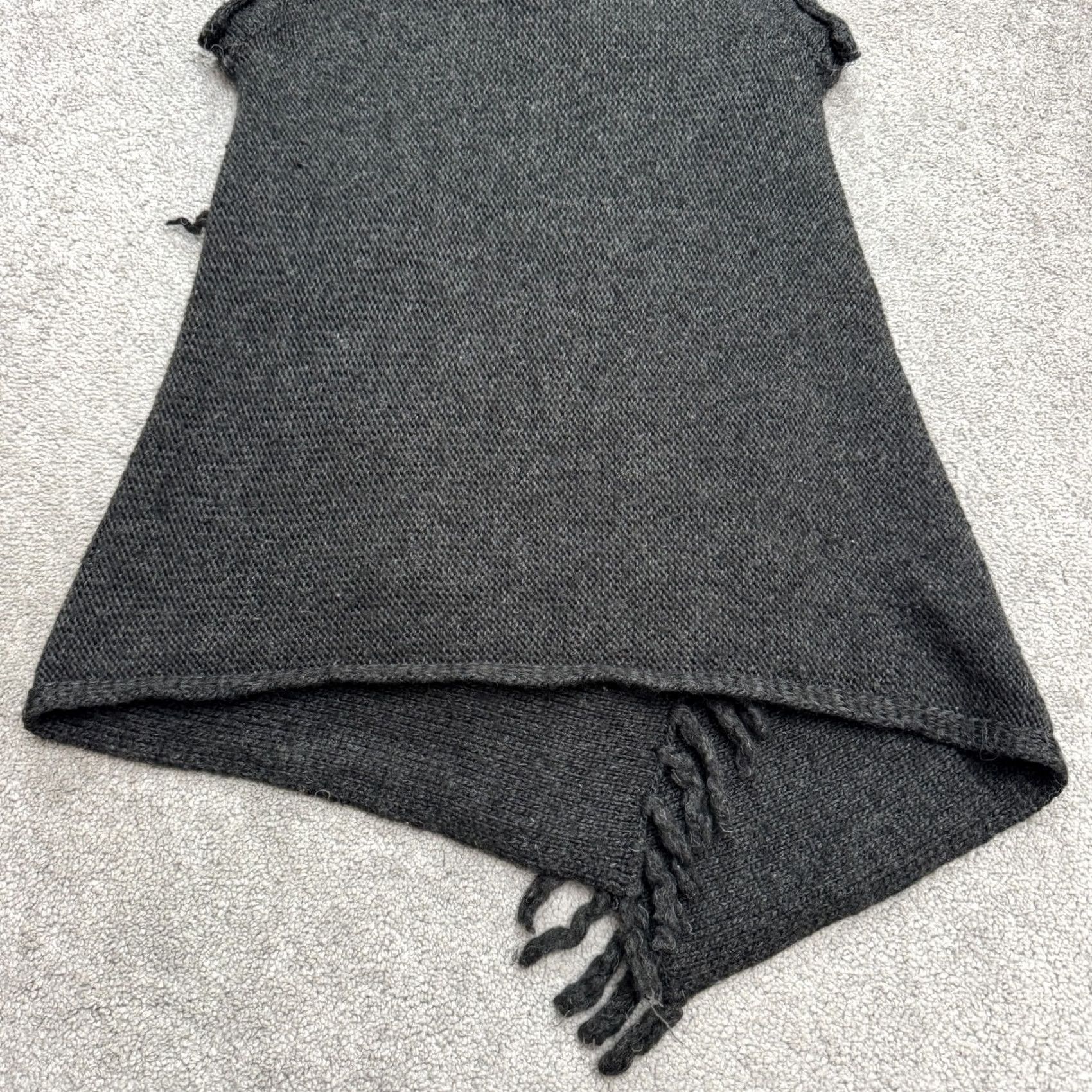 Vintage Democracy Vest Wool Alpaca Knit Fringe Open Front Womens Medium Gray Sleeveless All Seasons Classic Baggy Knit Vest Size M / US 6-8 / IT 42-44 - 6 Thumbnail