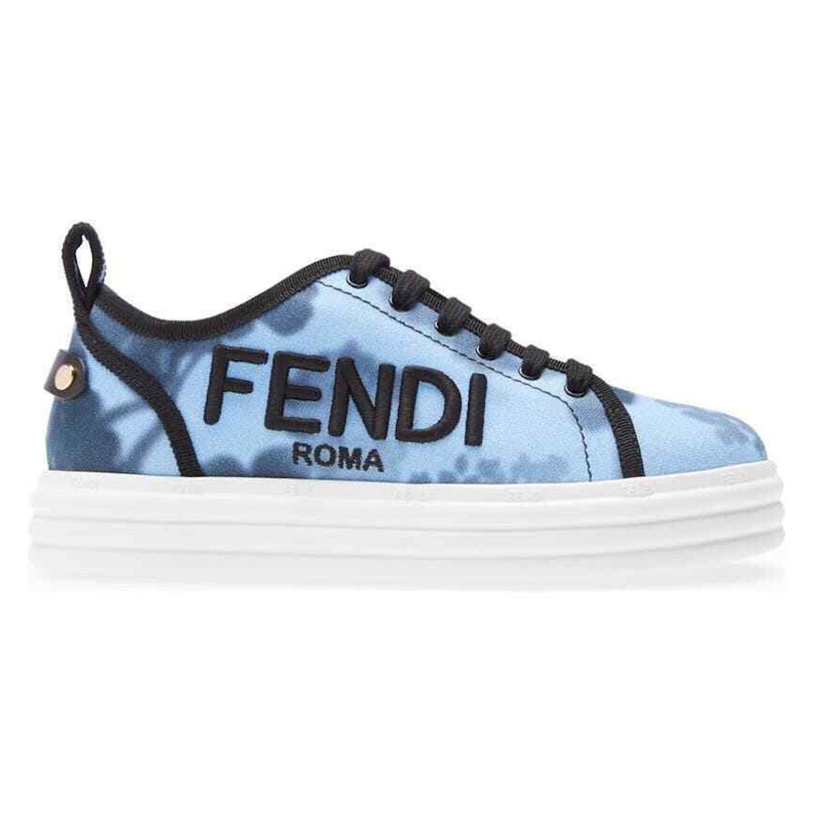 Fendi Tie Dye Blue Black White Platform Low Top Sneaker