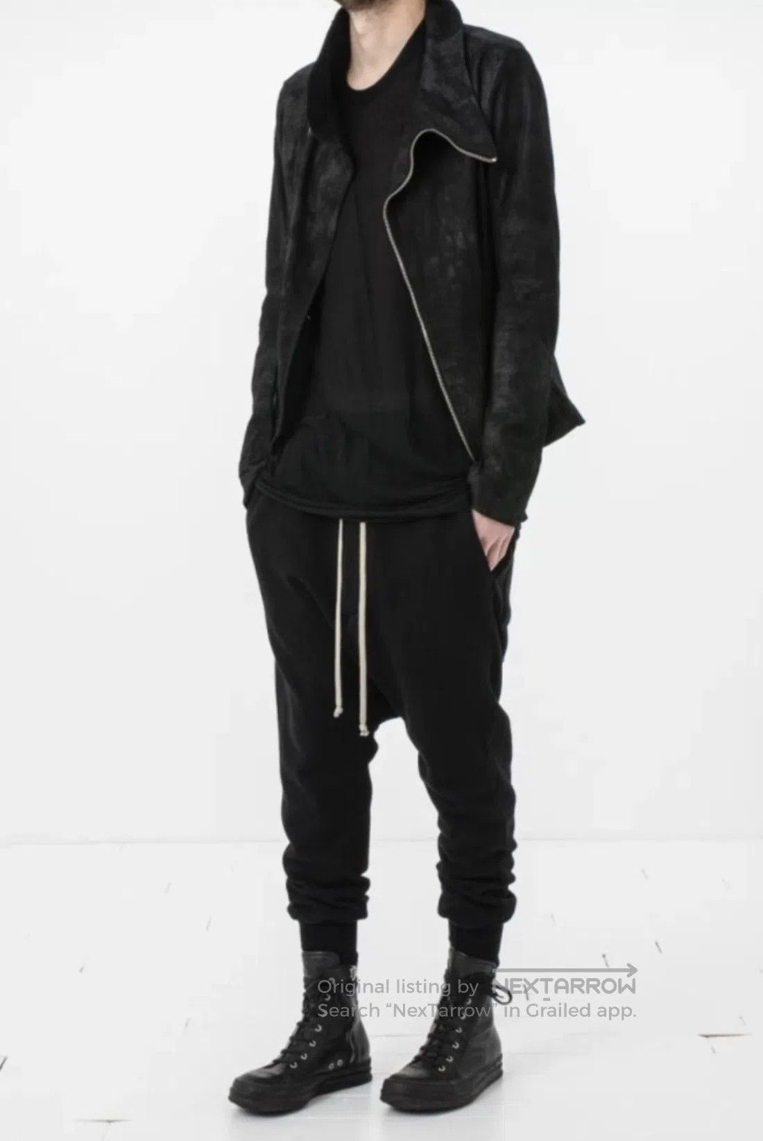 Rick Owens Rick Owens size XS Black Drawcord Drop-Crotch Pants Size US 27 - 6 Thumbnail