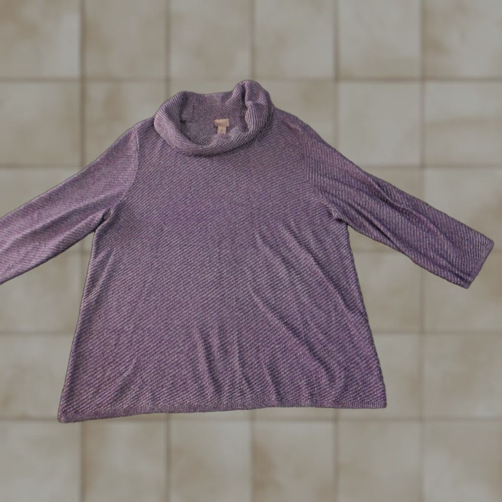 Vintage Chico's Sweater Pullover Women Purple Size 3 Long Sleeve Turtleneck Rayon Polyester Knit Stretch Casual Winter Modern Regular Size XS / US 0-2 / IT 36-38 - 1 Thumbnail