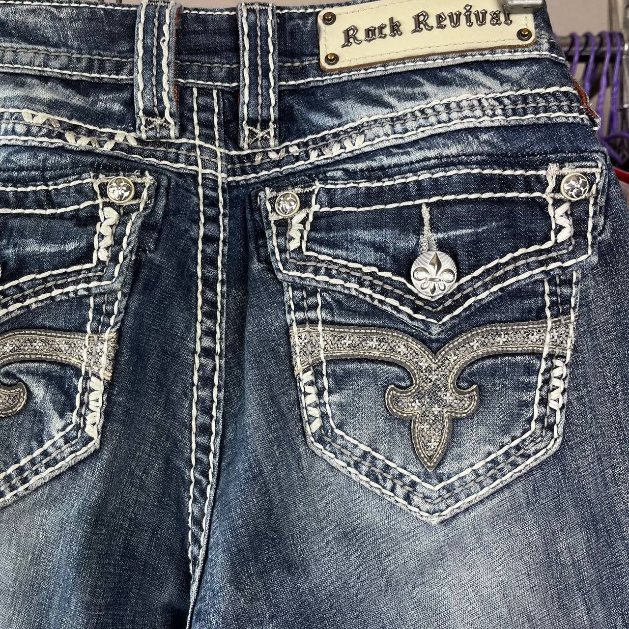 Rock Revival Vintage Rock Revival Printed Blue Denim Skinny Pants Y2K Size 29" - 4 Thumbnail