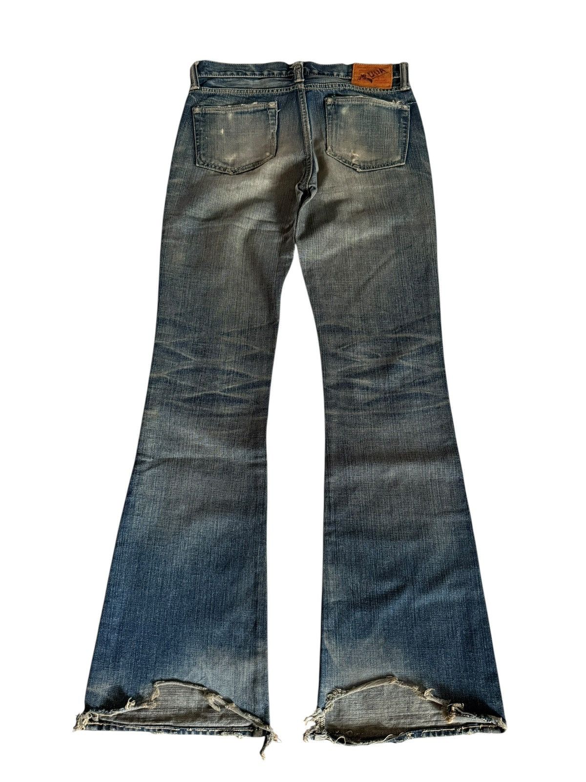 Japanese Brand Flared Jeans David Olive Accessories Faded Distressed Denim Size US 29 - 18 Thumbnail