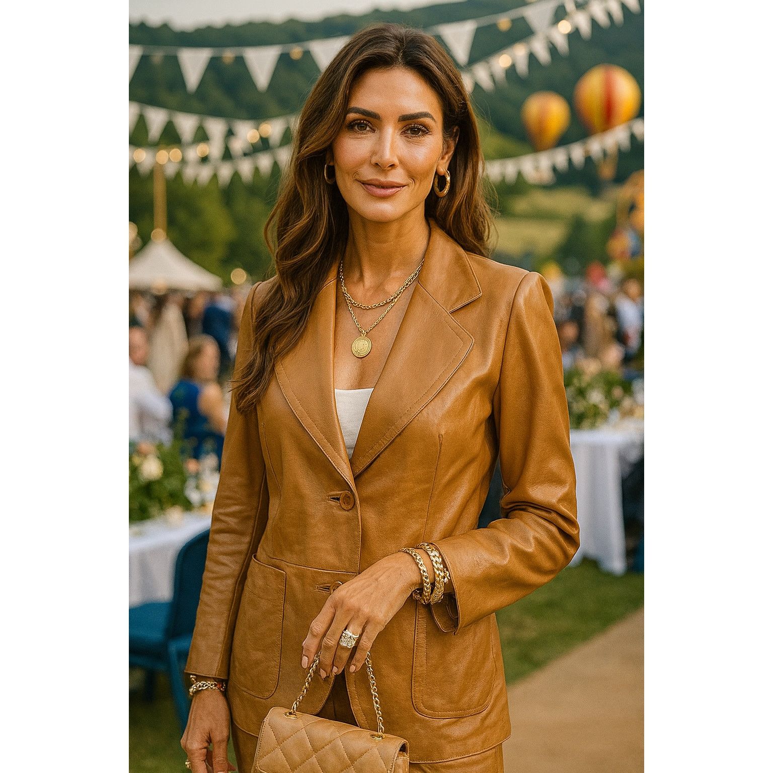 & Other Stories OLLY London Women Real Leather Tan Blazer Jacket Sz 10 Size L / US 10 / IT 46 - 1 Thumbnail