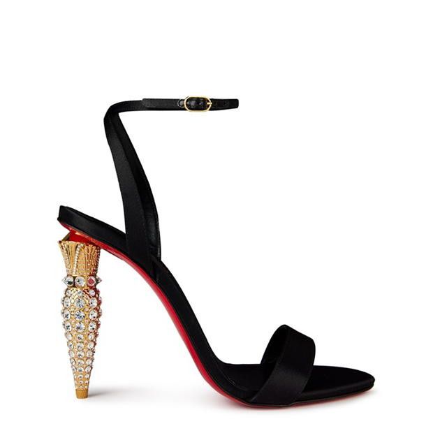Christian Louboutin Lipstrass Queen 100mm Satin Sandals Size US 7 / IT 37 - 1 Thumbnail