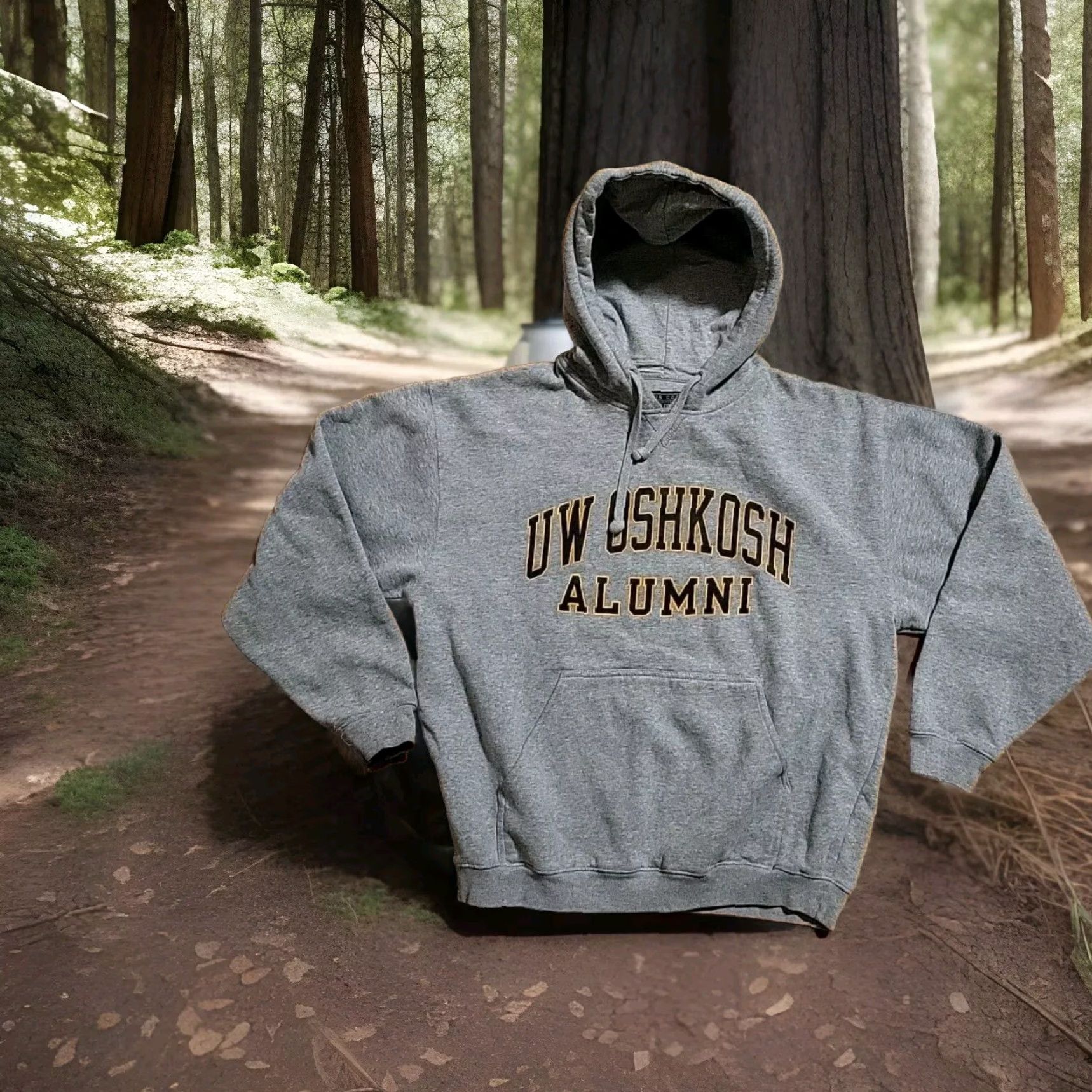 Vintage VINTAGE Oshkosh Alumni Mens L Gear For Sports Gray Hoodie Pullover Cotton/ Poly Knit Logo Pockets Hooded Size US L / EU 52-54 / 3 - 3 Thumbnail