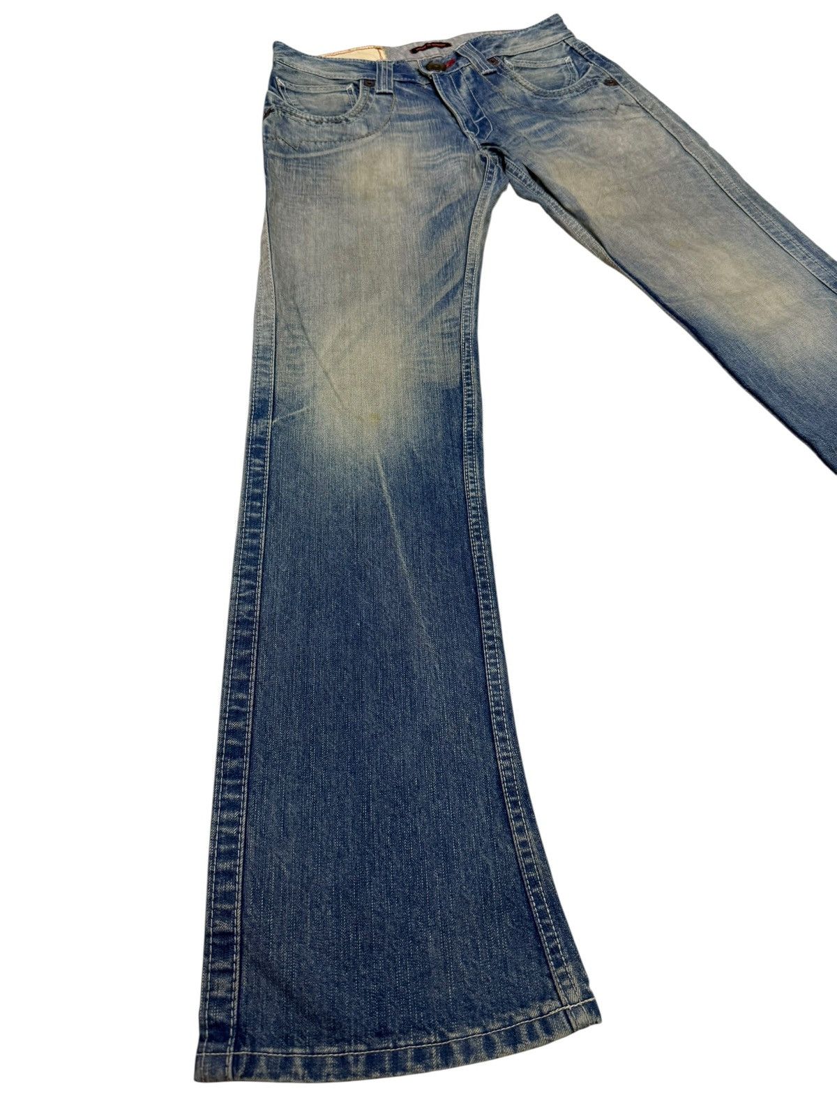 Japanese Brand Flared Jeans Blue Way Japan Acid Wash Rare Design Boot Cut Size US 30 / EU 46 - 1 Thumbnail