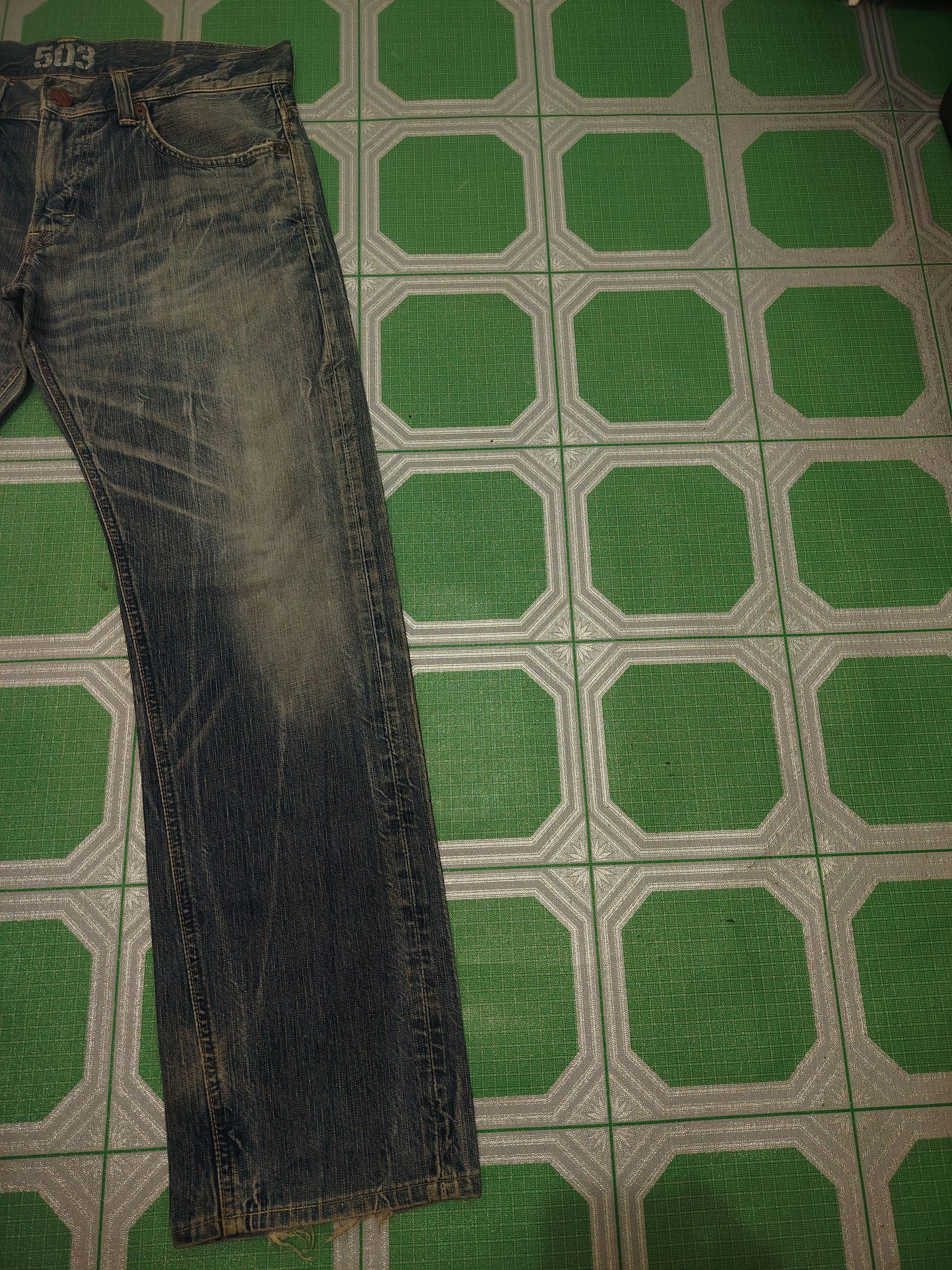 Who Decides War Japanese Edwin 503 Blue Trip Distressed Jeans Size US 34 / EU 50 - 4 Thumbnail