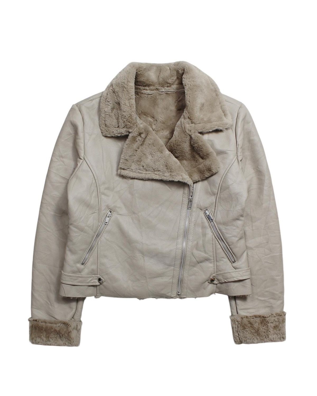 Japanese Brand 2000S FUR LINED LEATHER BIKER JACKET Size US M / EU 48-50 / 2 - 4 Thumbnail