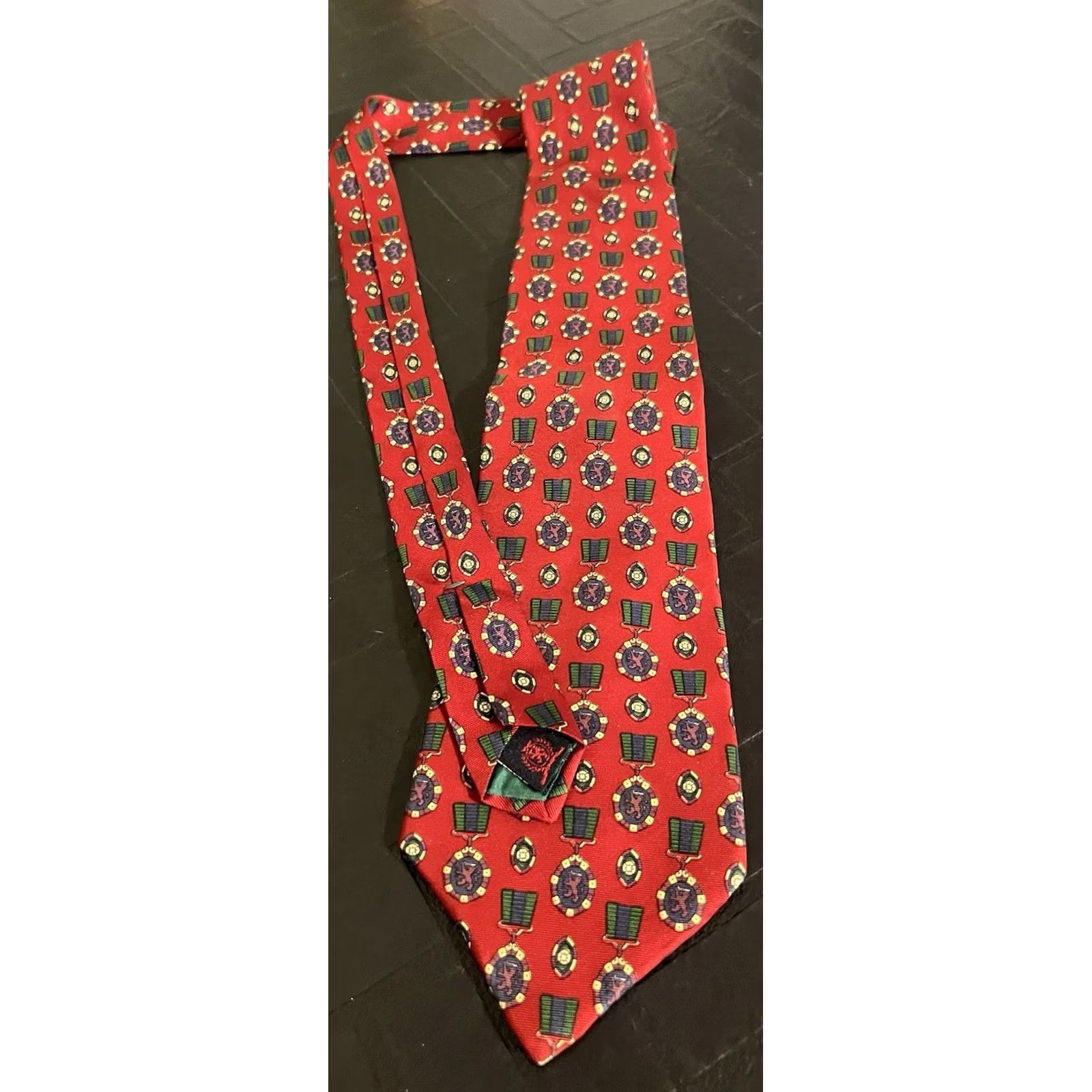 Tommy Hilfiger TOMMY HILFIGER MENS TIE RED GOLD GREEN BLUE Silk 4 X 57 Size ONE SIZE - 3 Thumbnail
