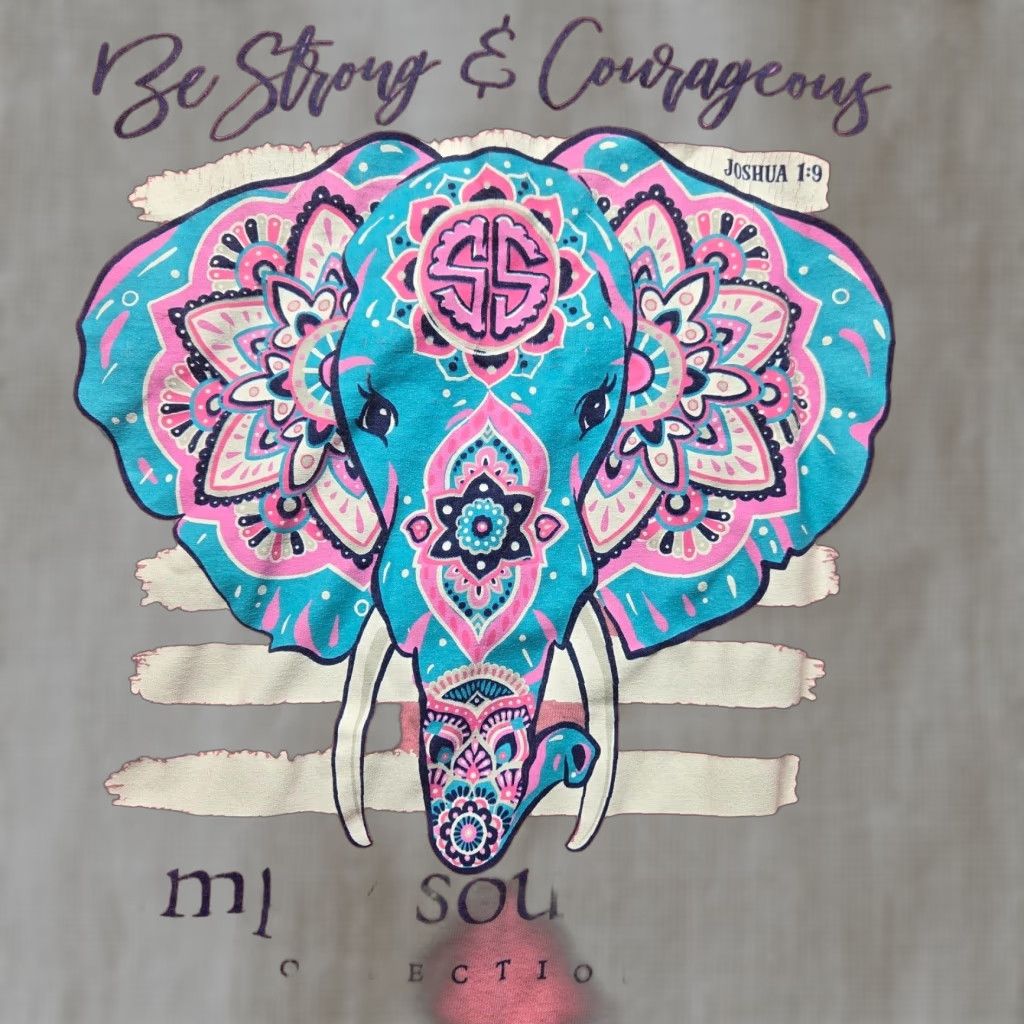 Pinko Simply Southern Shirt Women XL Pink Be Strong & Courageous Elephant Womens Size XL / US 12-14 / IT 48-50 - 1 Thumbnail