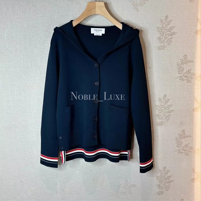 Thom Browne Thom Browne Blue cardigan with a hat Size US XXS / EU 40 - 1 Thumbnail