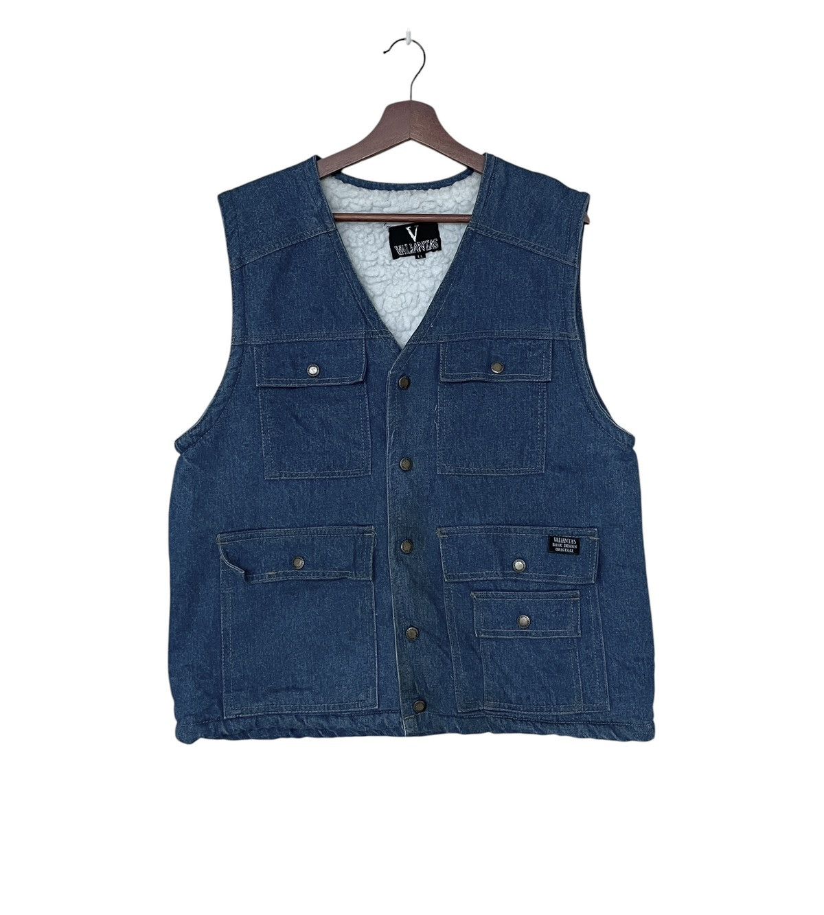 Japanese Brand × Vintage Vintage Brand Valiantas Fur Denim Vest 1990s Size US XL / EU 56 / 4 - 1 Thumbnail