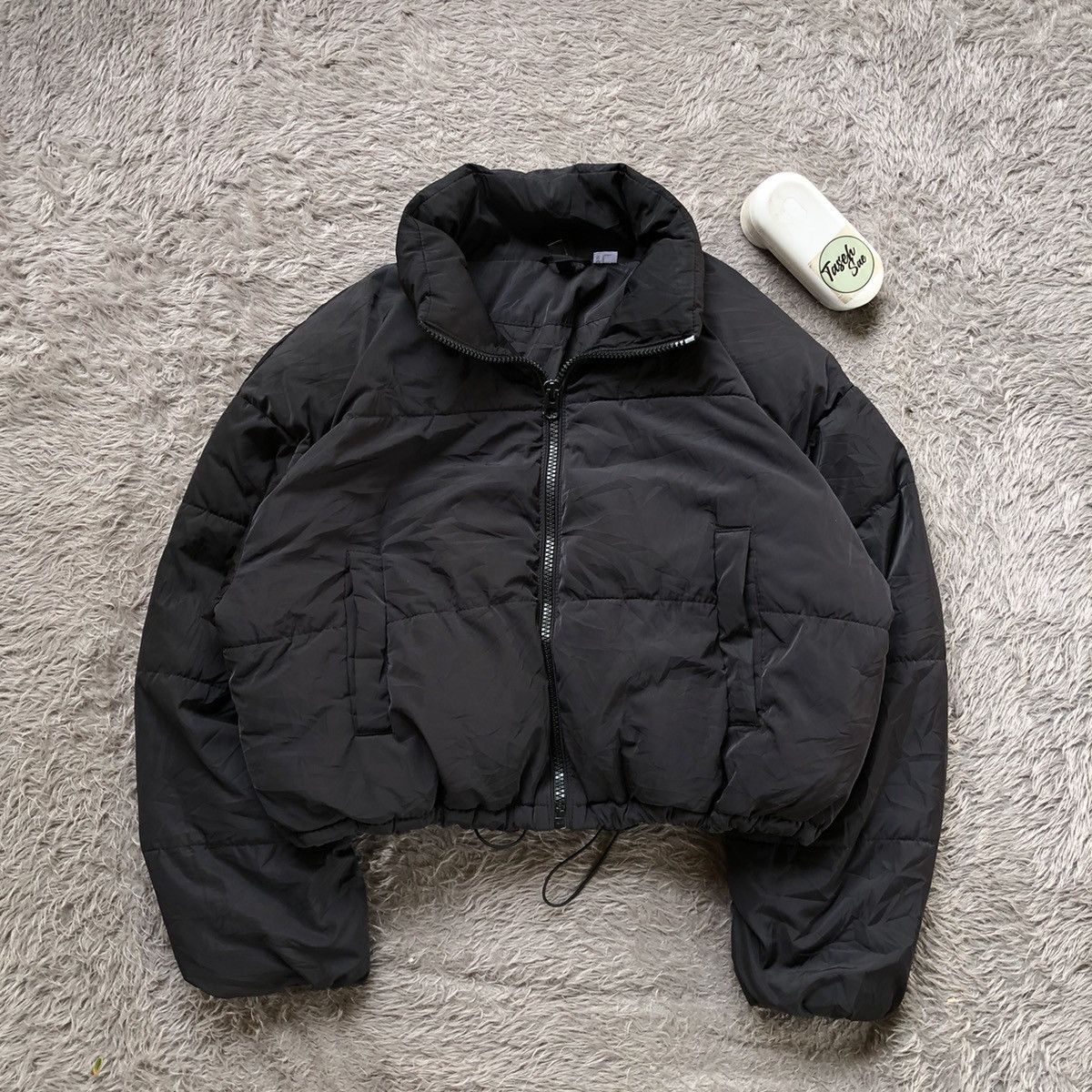 image of Cropped Black Puffer Divided H&m, Women's (Size Medium)