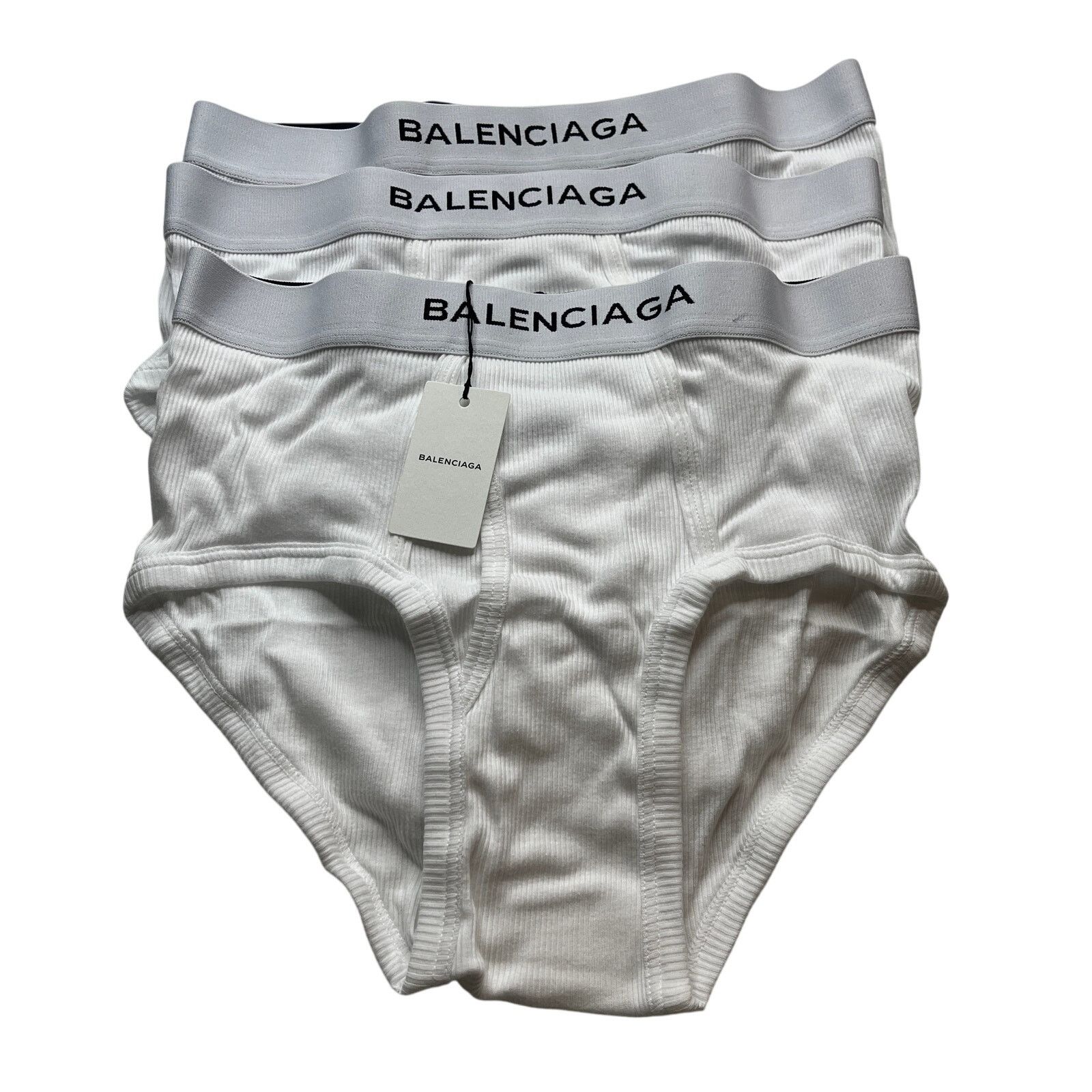 10-13 BALENCIAGA Men's Underwear Briefs 3-PACK White Medium