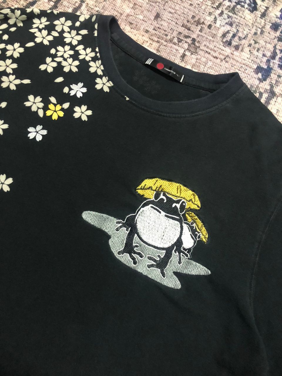 Japanese Brand Sanmaruichi Art Print Flowers Embroidery Frog Design Sukajan Size US M / EU 48-50 / 2 - 10 Thumbnail