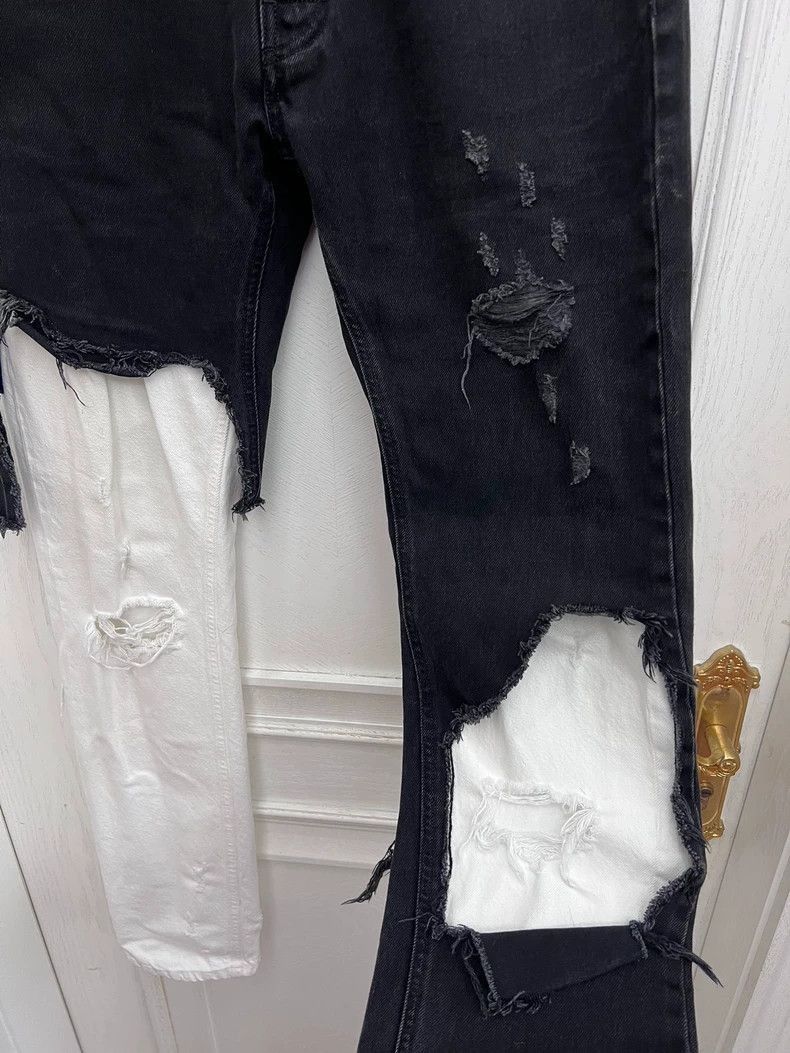 Raf Simons Raf Simons Black and White Distressed Denim Pants-2508 Size US 32 / EU 48 - 2 Thumbnail