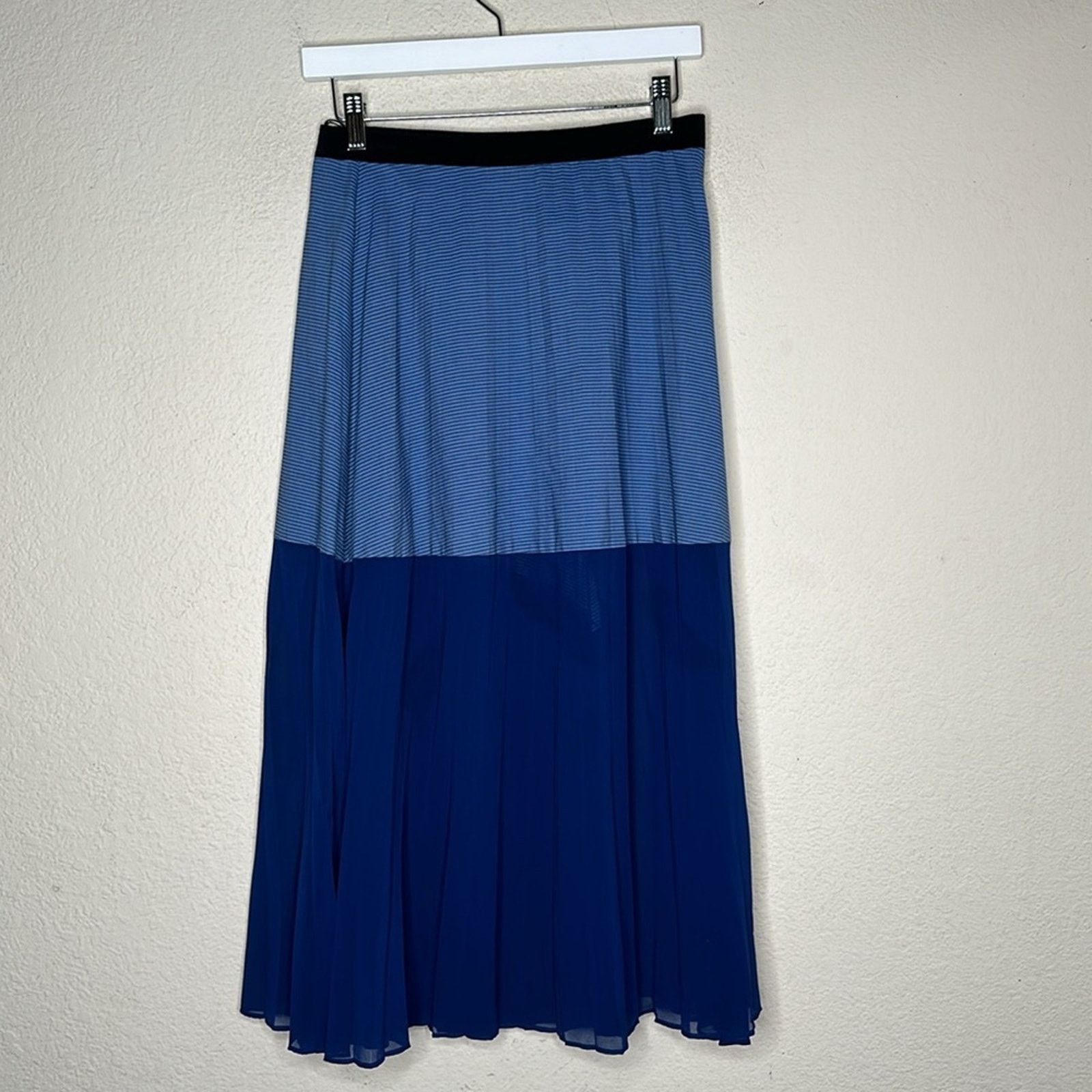 Sandro Sandro Striped Broadcloth Chiffon Wrap Skirt Blue Sz 3 US L Size 28" / US 6 / IT 42 - 7 Thumbnail