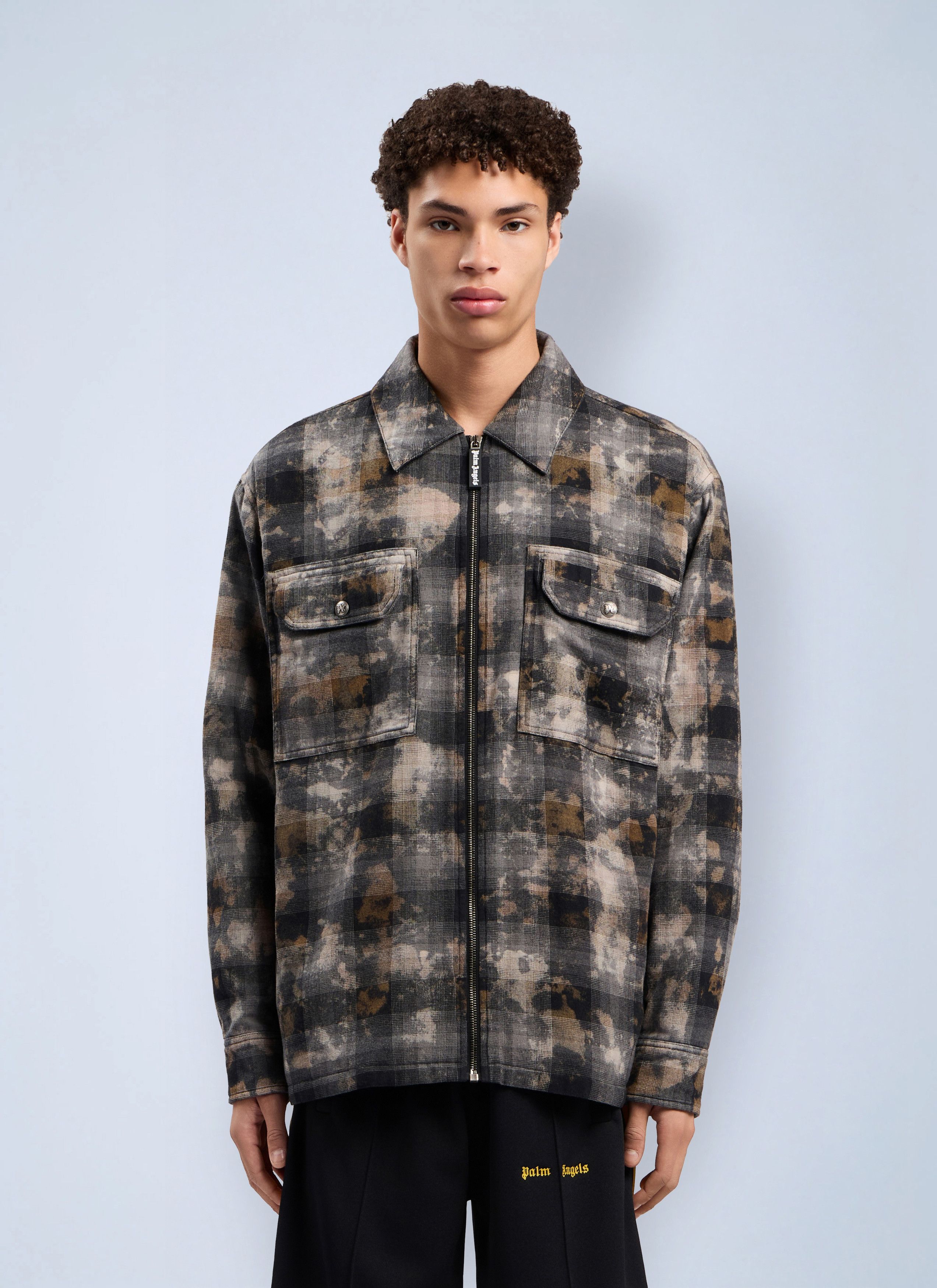 Palm Angels Curved Logo Check Overshirt Size US M / EU 48-50 / 2 - 1 Thumbnail