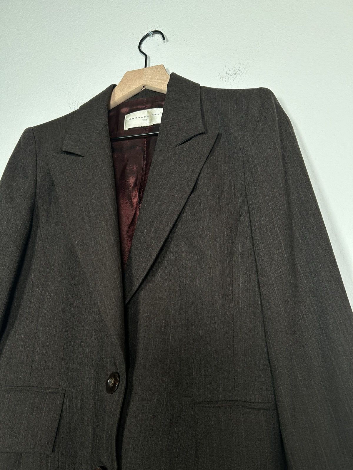 Barbara Bui Pinstripe Peak Lapel Blazer Size L / US 10 / IT 46 - 2 Thumbnail