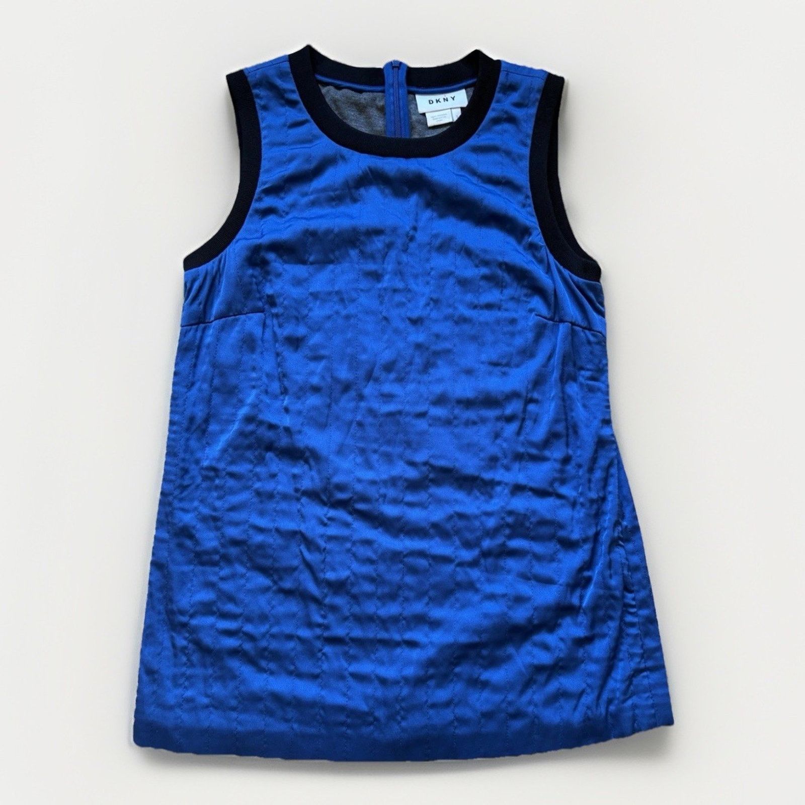 DKNY DKNY Women’s Silk Blue Sleeveless Top Blouse Black Trim Sz S Size S / US 4 / IT 40 - 1 Thumbnail
