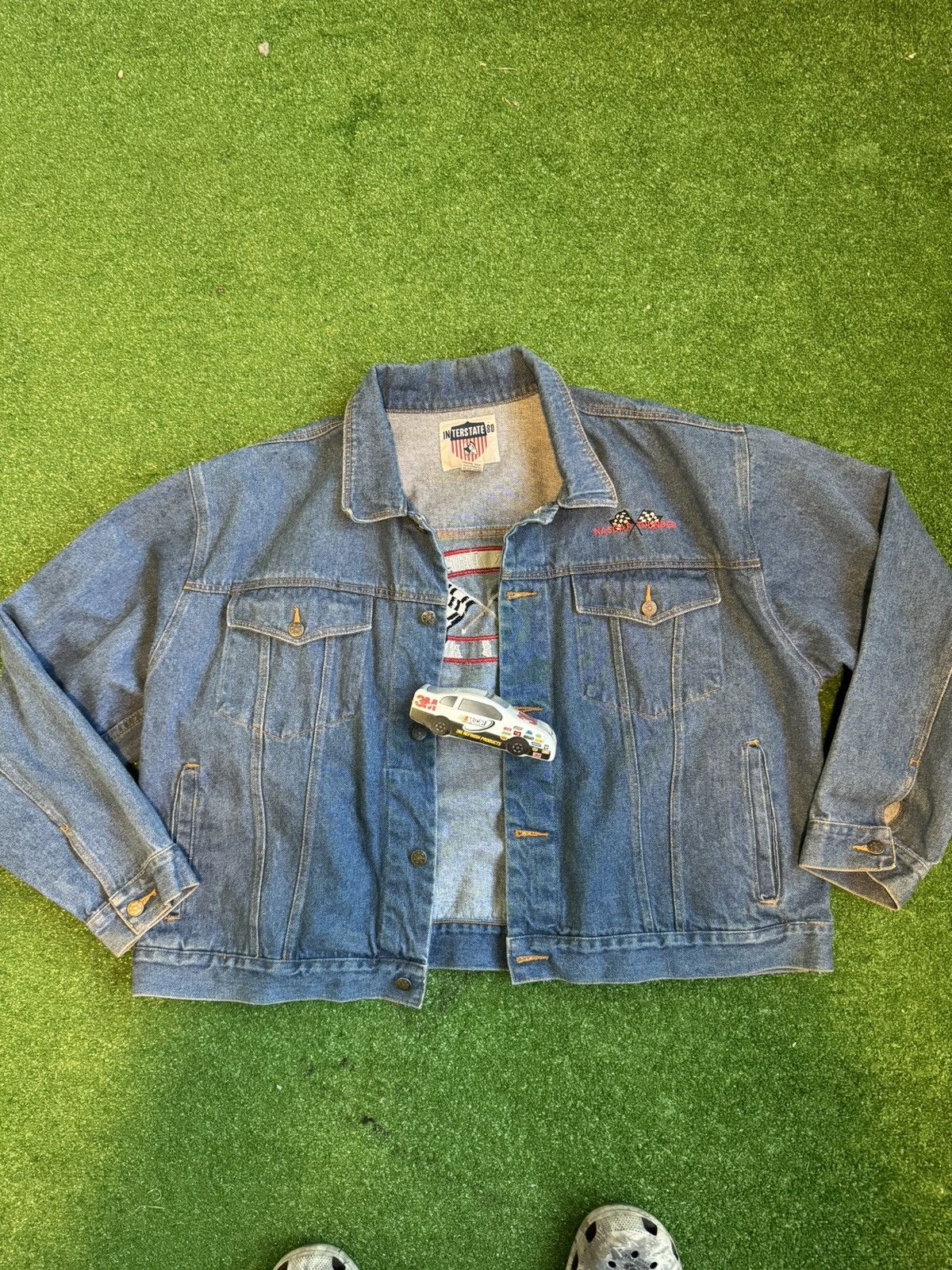 image of Vintage Racing Jean Jacket in Blue, Men's (Size XL)