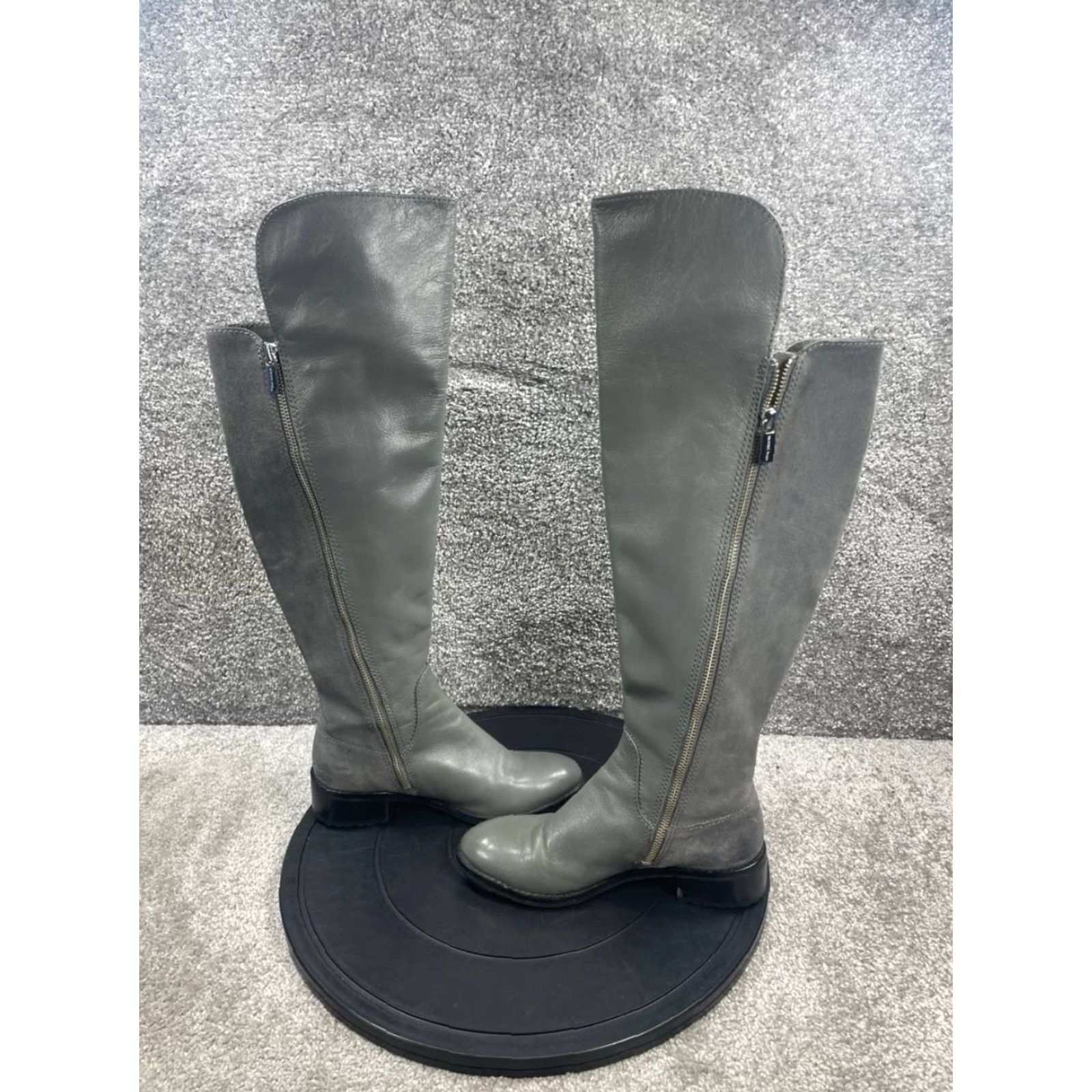Michael Kors Michael Kors Boots Women Knee High Gray Leather Zip Riding Boot 5.5 M Bromley Size US 5.5 / IT 35.5 - 7 Thumbnail