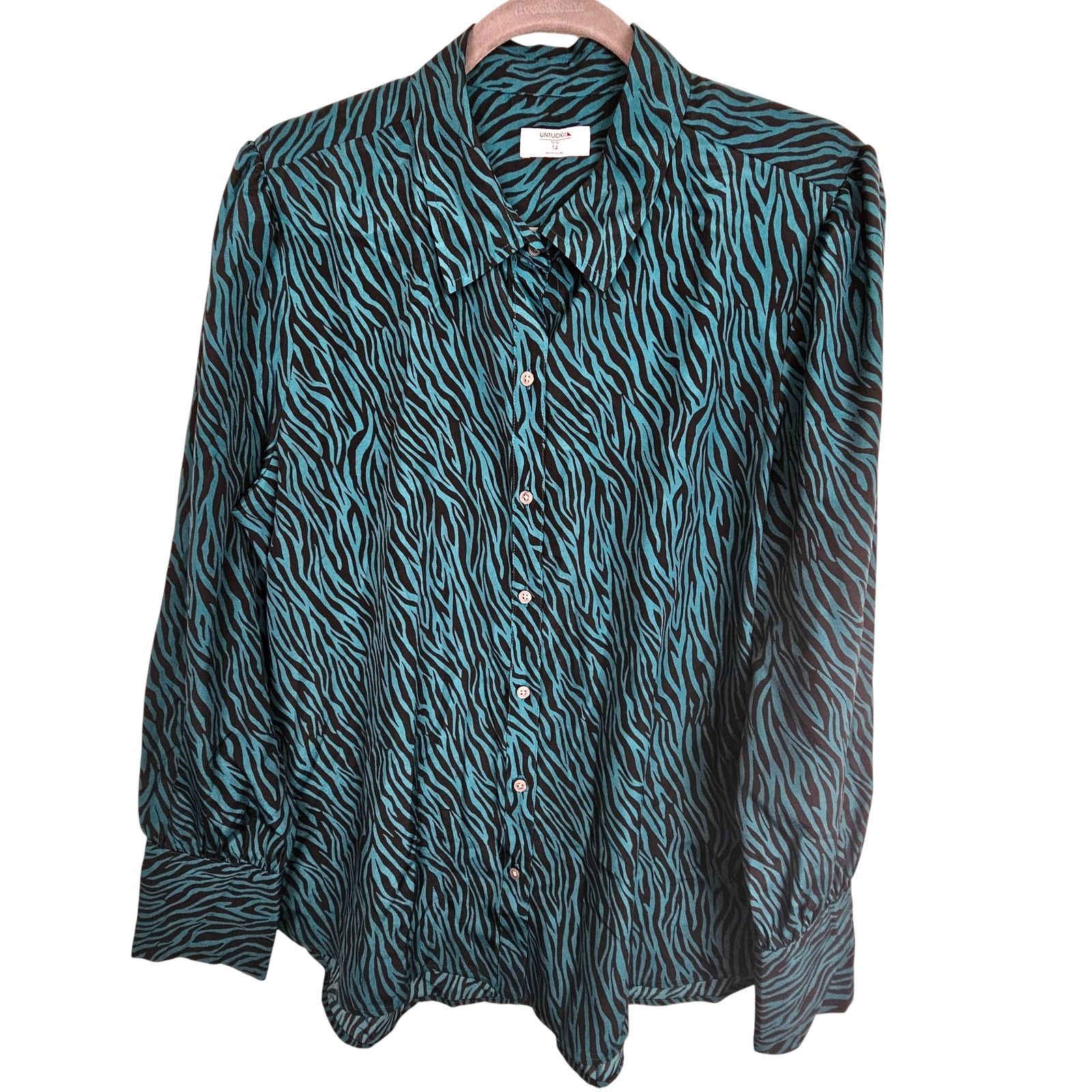 UNTUCKit UNTUCKit Womens Carlyn Zebra Print Shirt Size 14 Career Corp Size XL / US 12-14 / IT 48-50 - 1 Thumbnail