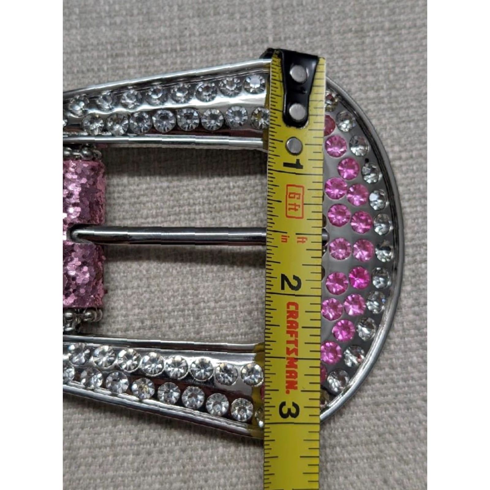 Vintage VINTAGE RHINESTONE STUDDED pink glitter Y2K BUCKLE BELT western 42 belt unisex adults 1-1/2" width pink glitter rhinestone barbie COWBOY Size 42 - 7 Thumbnail