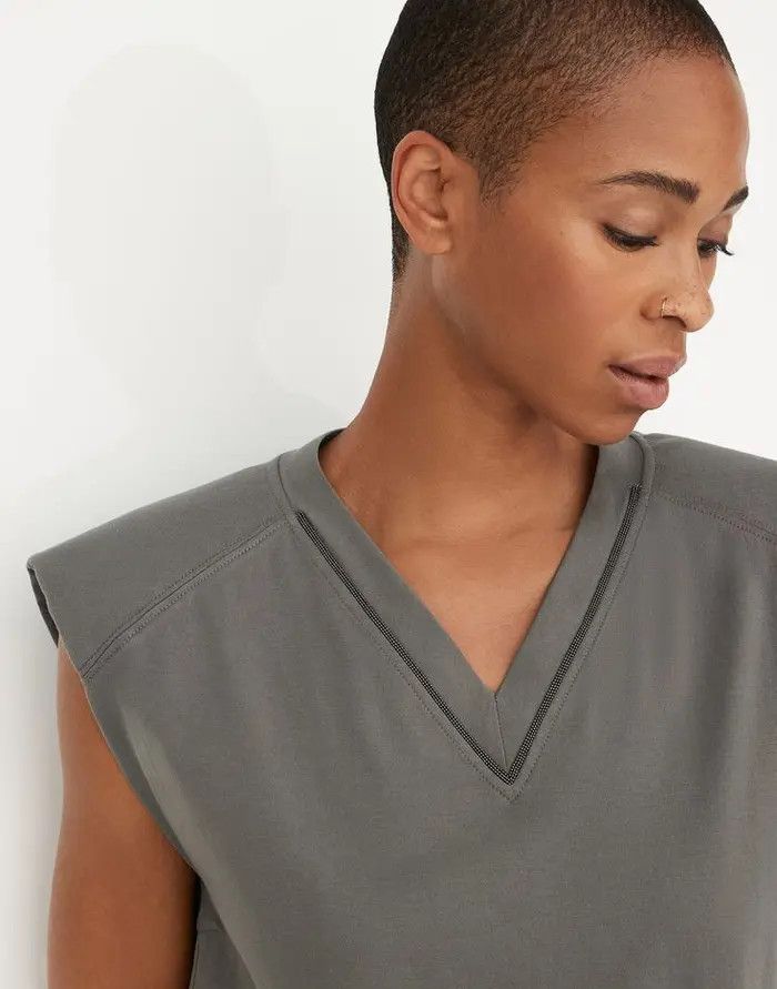 Brunello Cucinelli o1w1db10825 Tank Top in Medium Grey Size M / US 6-8 / IT 42-44 - 2 Thumbnail