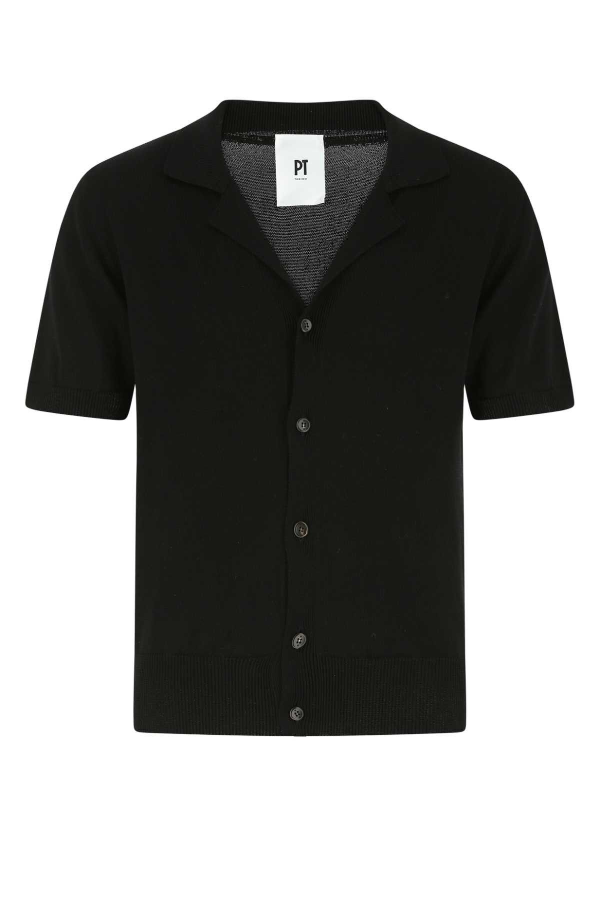 image of Pt Torino Black Cotton Blend Cardigan, Men's (Size Large)
