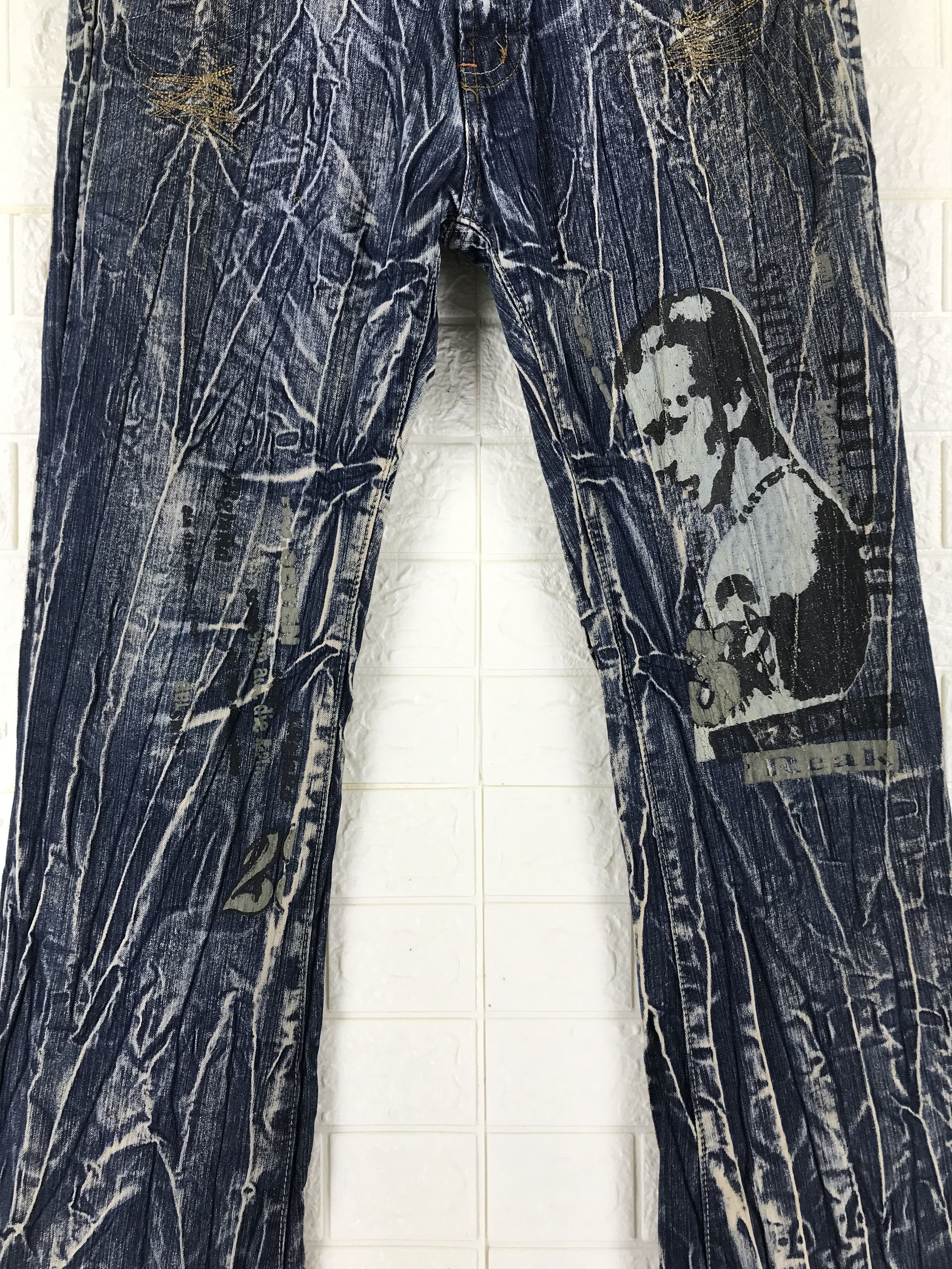 If Six Was Nine Vintage Japanese Bleach Art Printed Flare Jeans Size US 36 / EU 52 - 3 Thumbnail