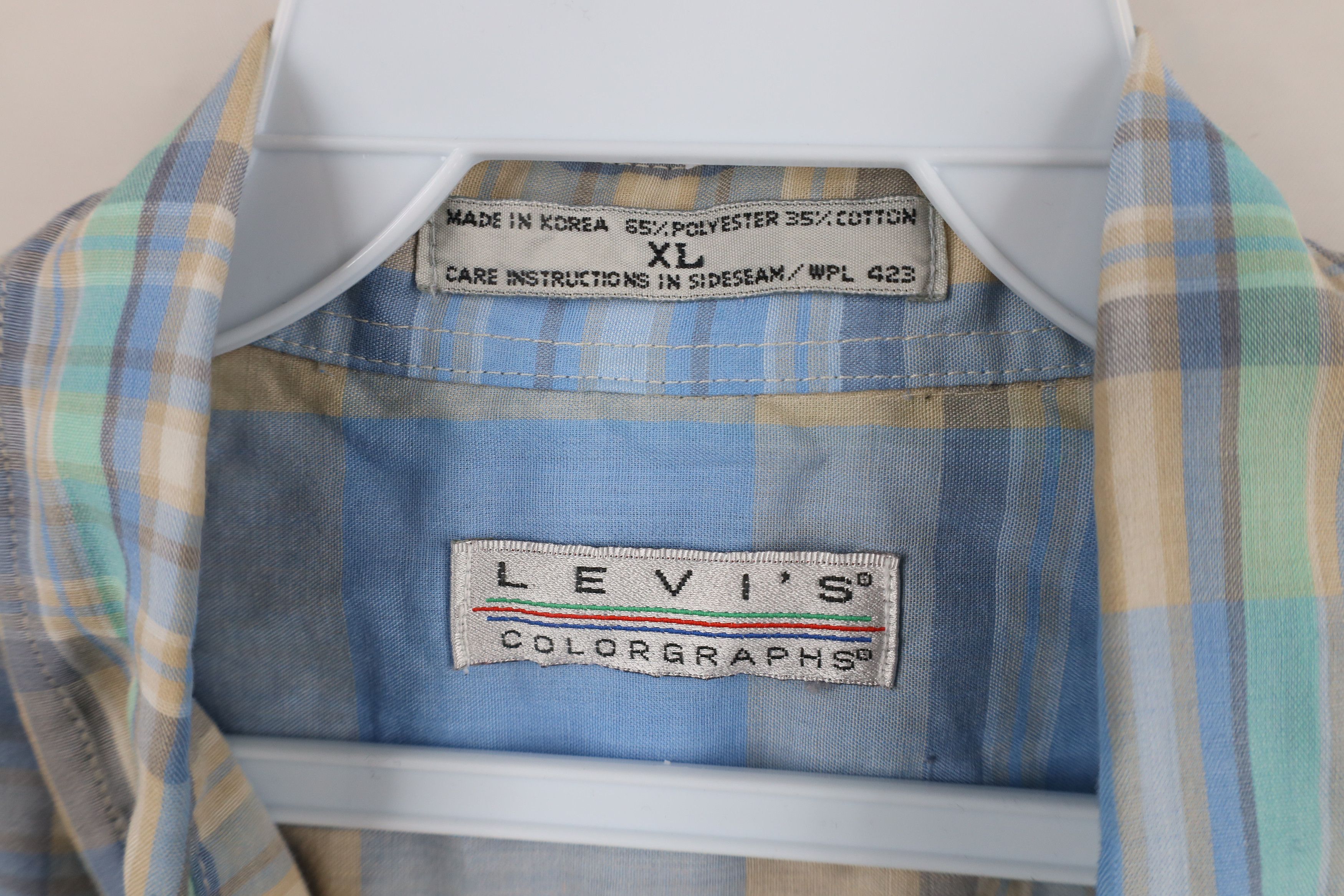 Levi's × Vintage Vintage 80s Levis Plaid Short Sleeve Button Down Shirt Size US XL / EU 56 / 4 - 8 Thumbnail