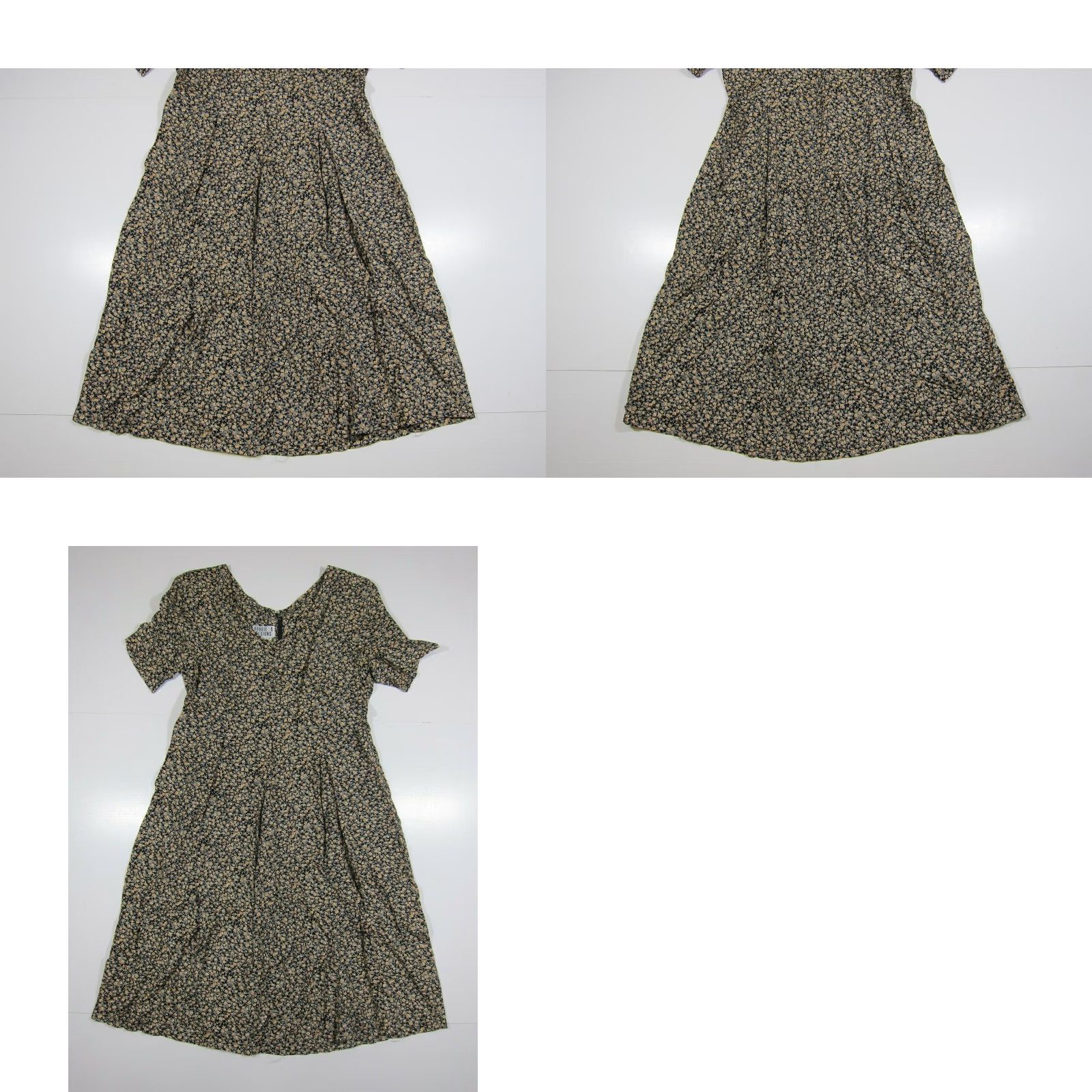 Vintage Robbie B Designs Green Black Floral Sheath Shift Tunic Sun Dress Women Size 6 Size M / US 6-8 / IT 42-44 - 8 Thumbnail